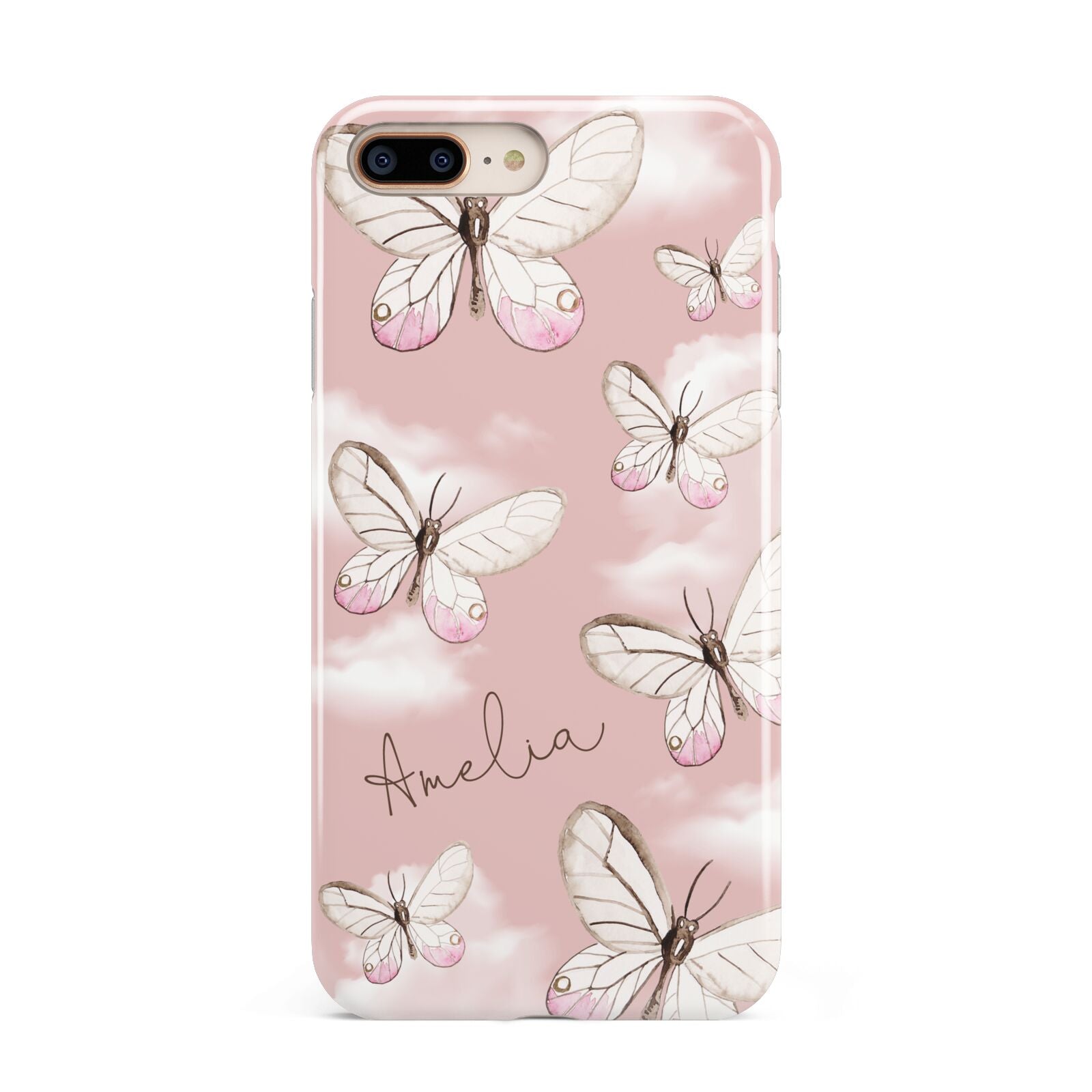 Pink Butterflies Personalised Apple iPhone 7 8 Plus 3D Tough Case