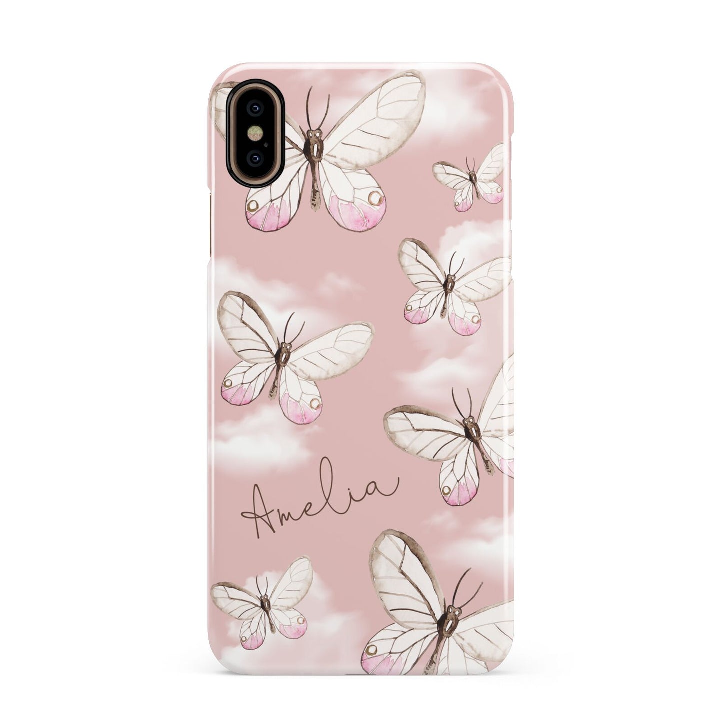 Pink Butterflies Personalised Apple iPhone Xs Max 3D Snap Case