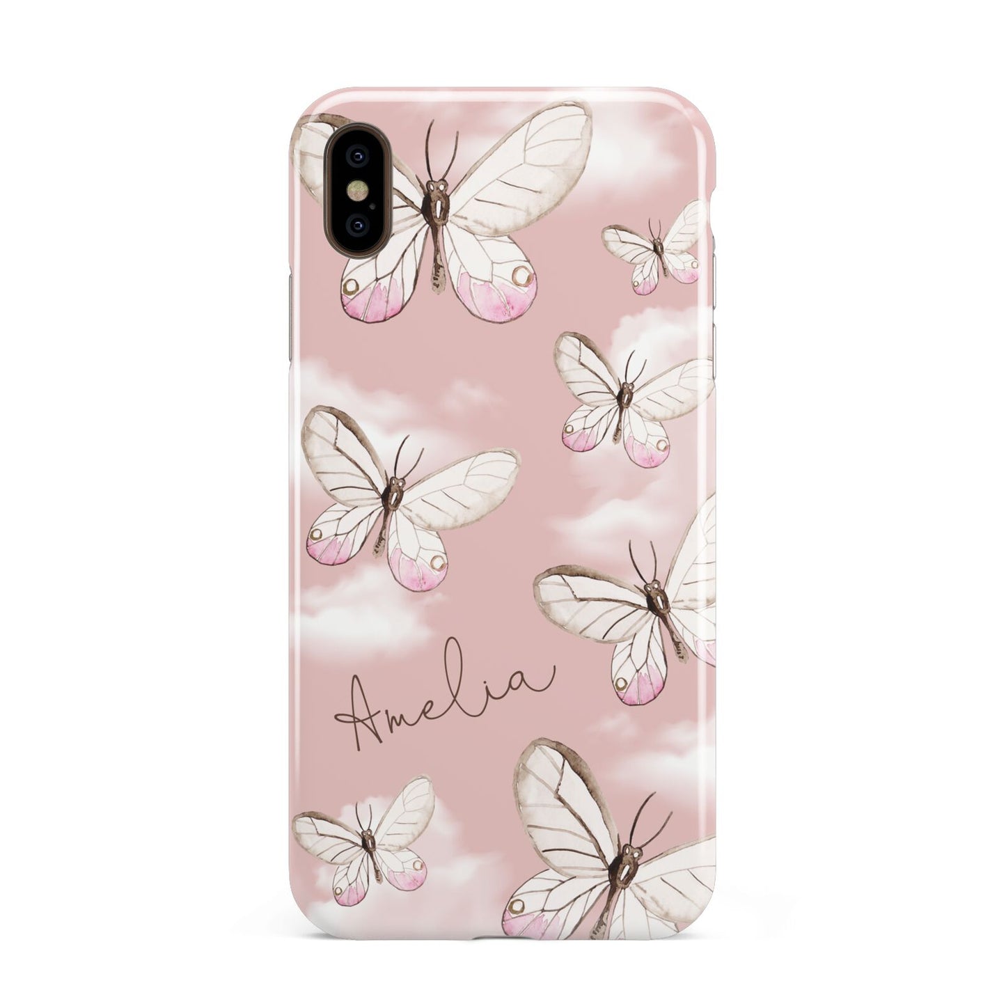 Pink Butterflies Personalised Apple iPhone Xs Max 3D Tough Case