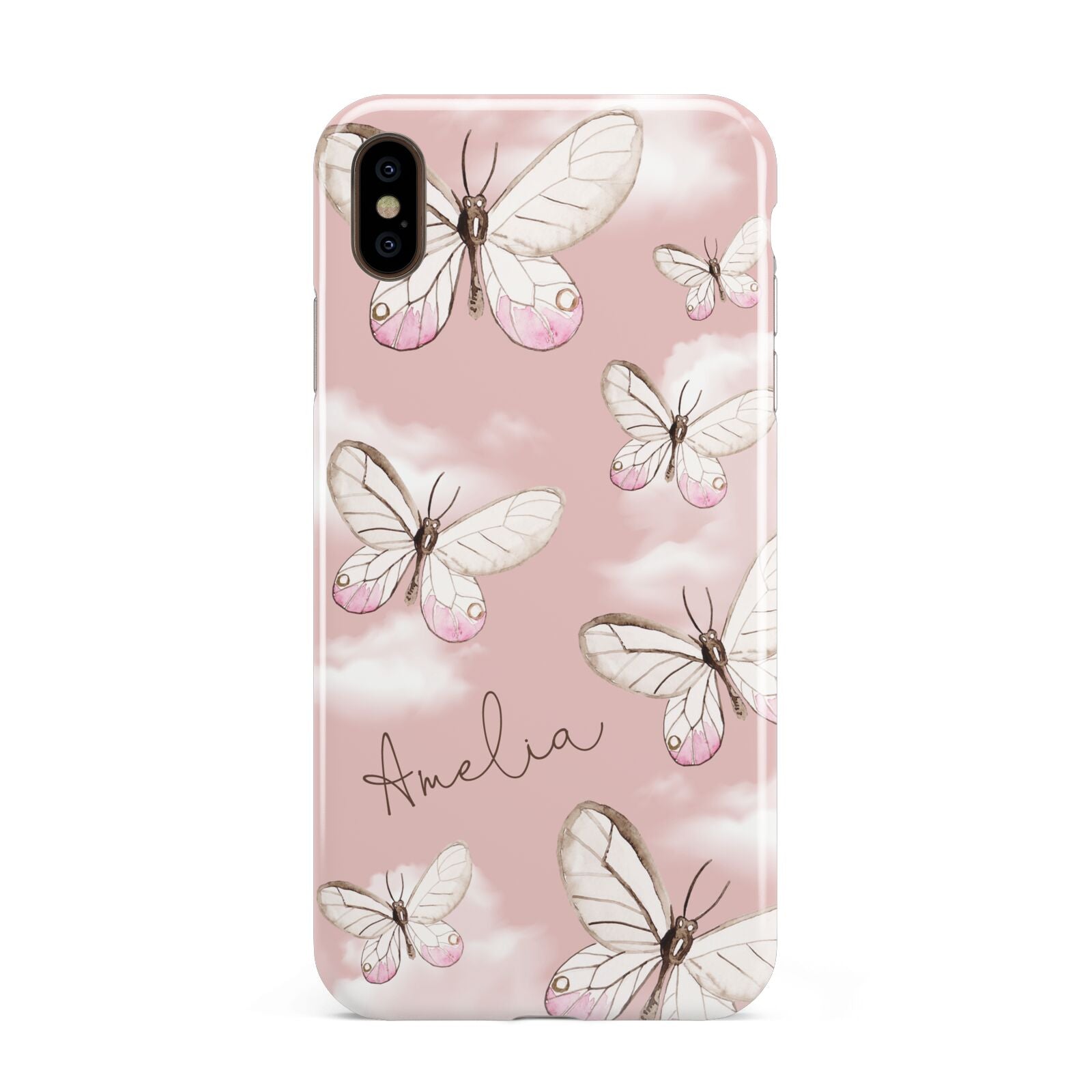 Pink Butterflies Personalised Apple iPhone Xs Max 3D Tough Case