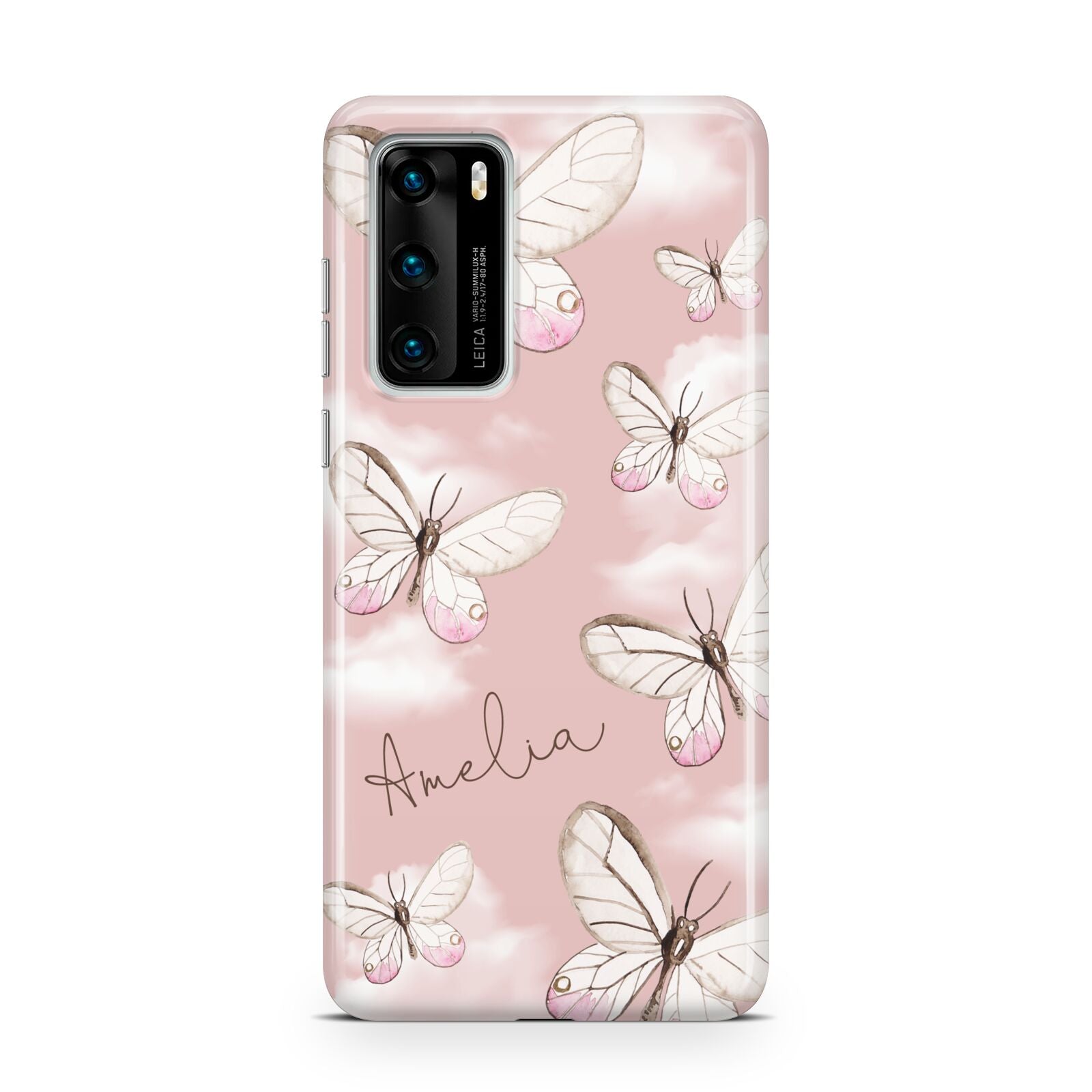 Pink Butterflies Personalised Huawei P40 Phone Case