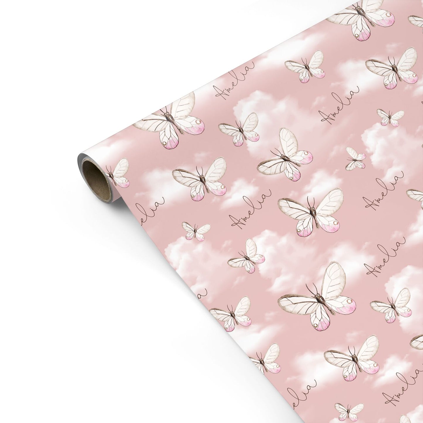 Pink Butterflies Personalised Personalised Gift Wrap