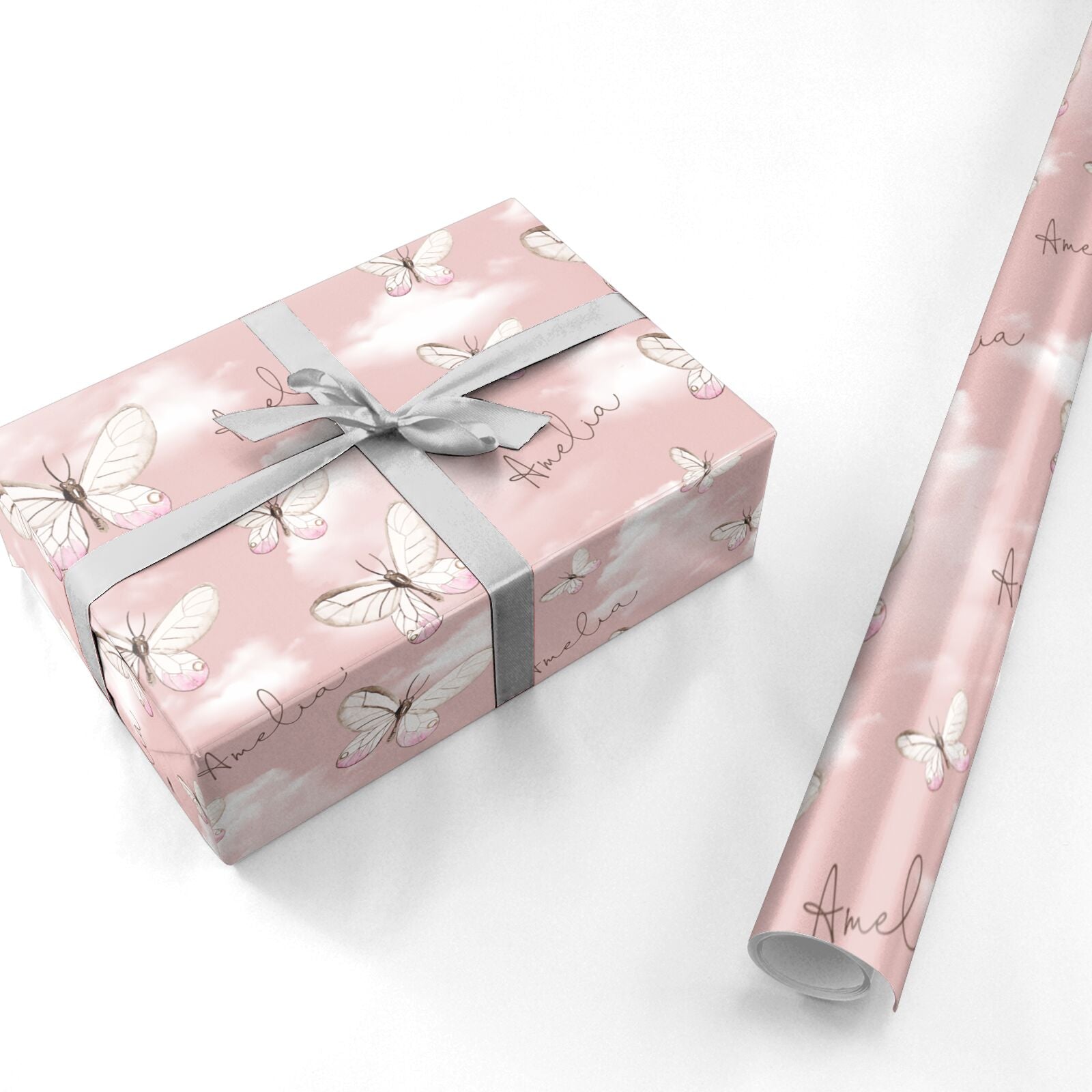 Pink Butterflies Personalised Personalised Wrapping Paper