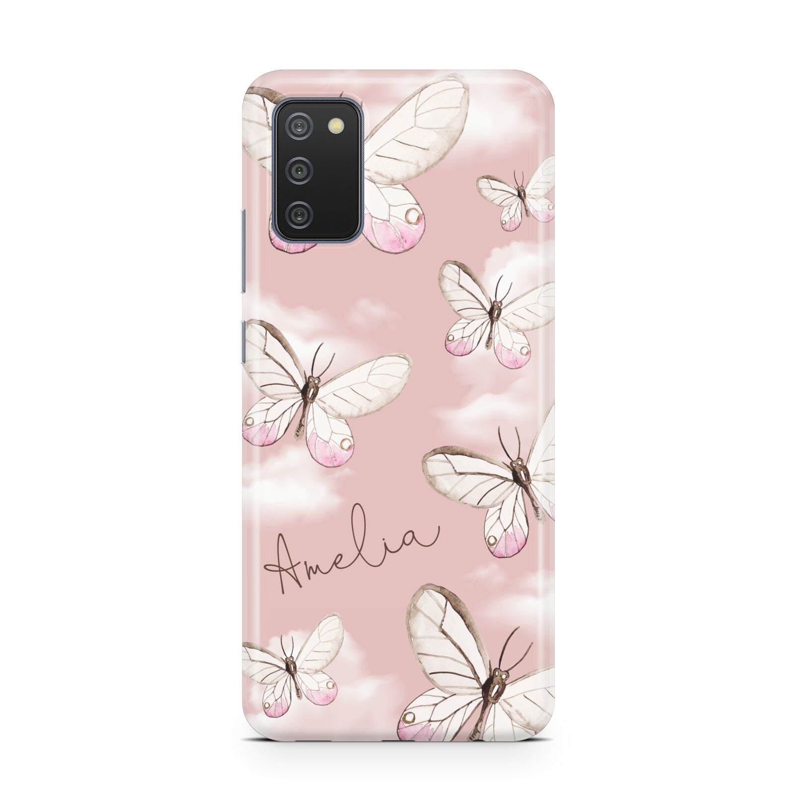 Pink Butterflies Personalised Samsung A02s Case