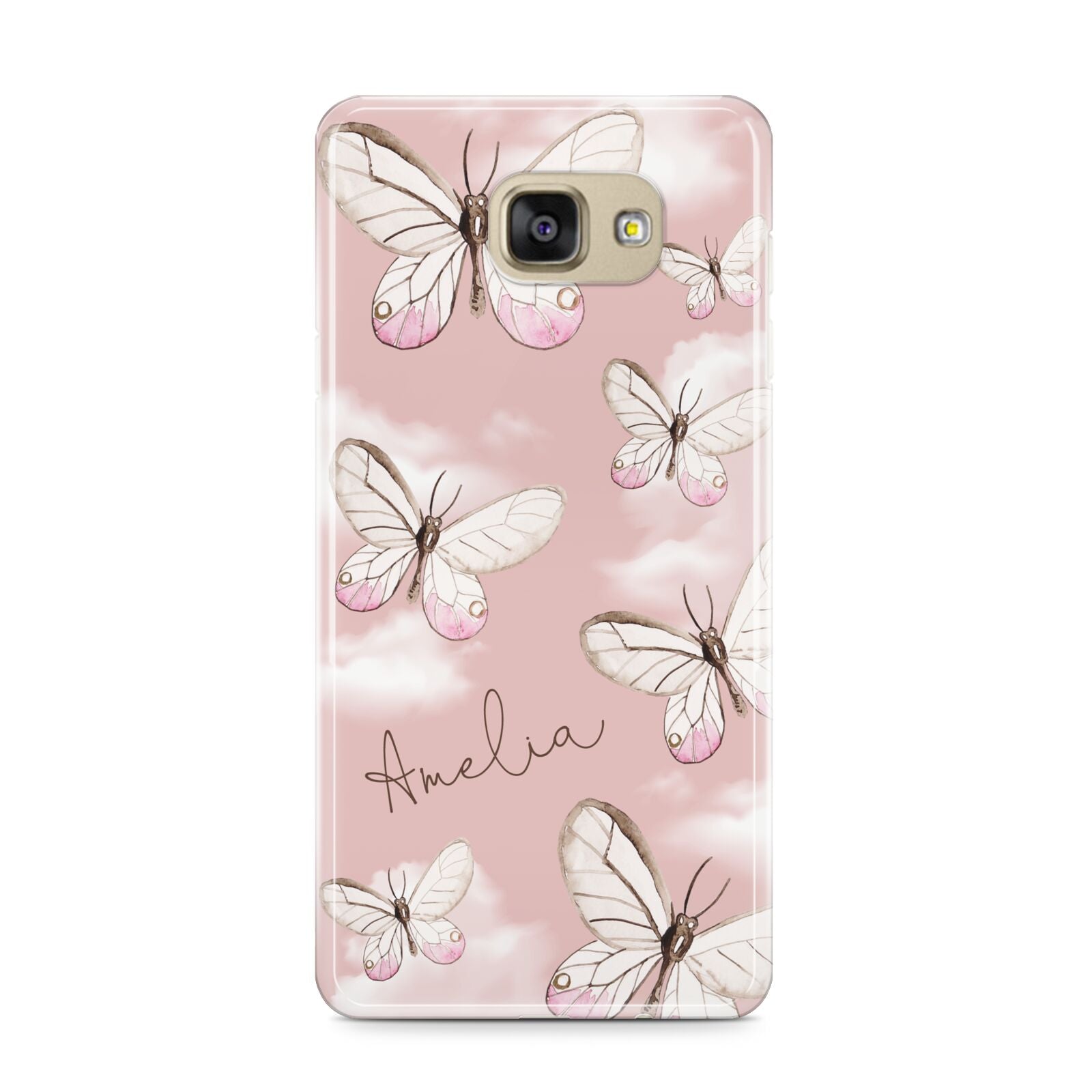 Pink Butterflies Personalised Samsung Galaxy A9 2016 Case on gold phone