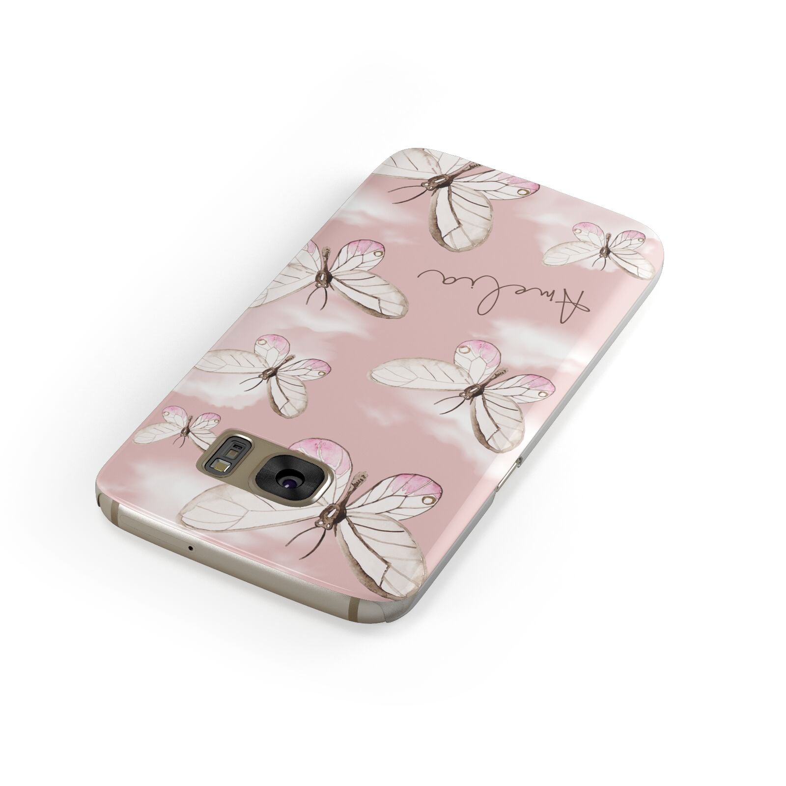 Pink Butterflies Personalised Samsung Galaxy Case Front Close Up