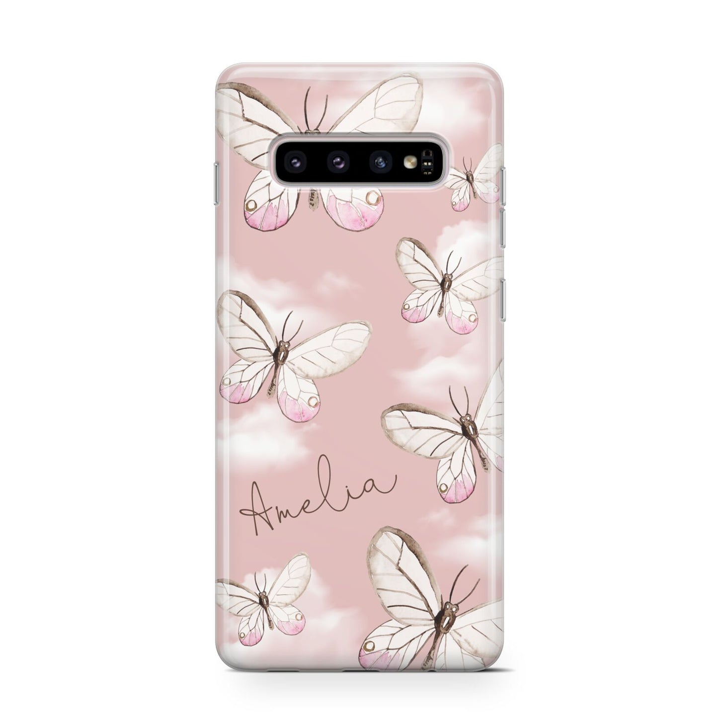 Pink Butterflies Personalised Samsung Galaxy S10 Case