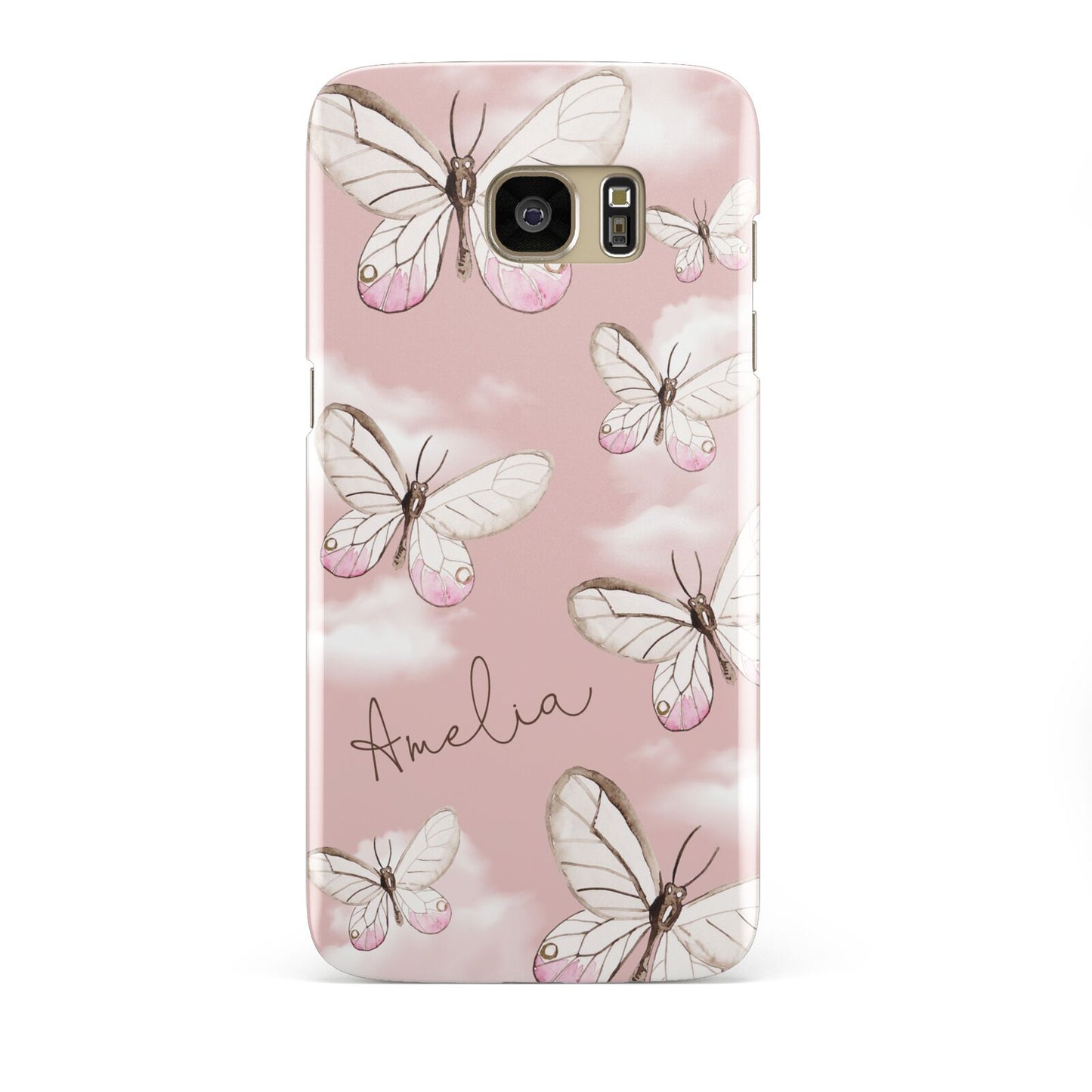 Pink Butterflies Personalised Samsung Galaxy S7 Edge Case