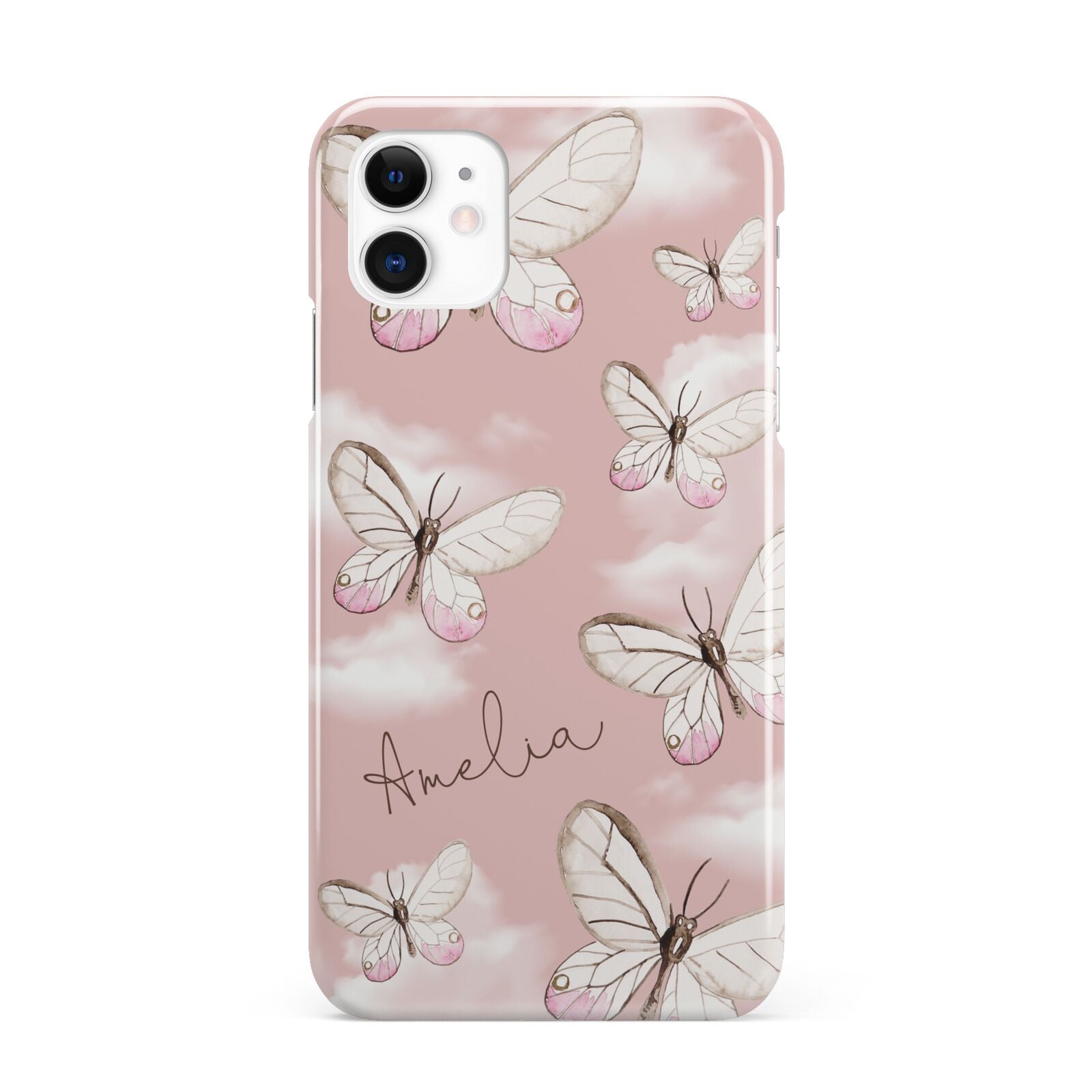 Pink Butterflies Personalised iPhone 11 3D Snap Case