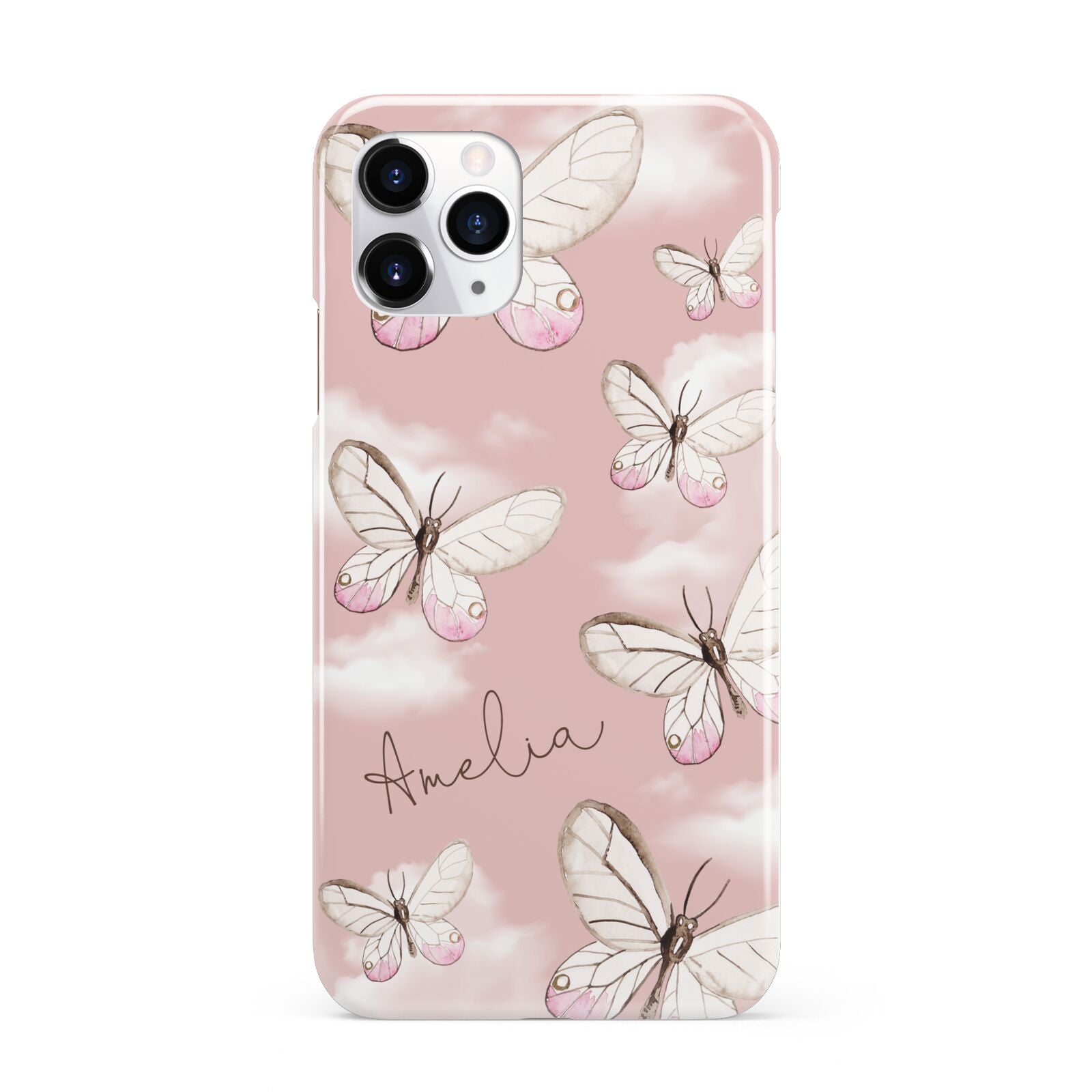 Pink Butterflies Personalised iPhone 11 Pro 3D Snap Case