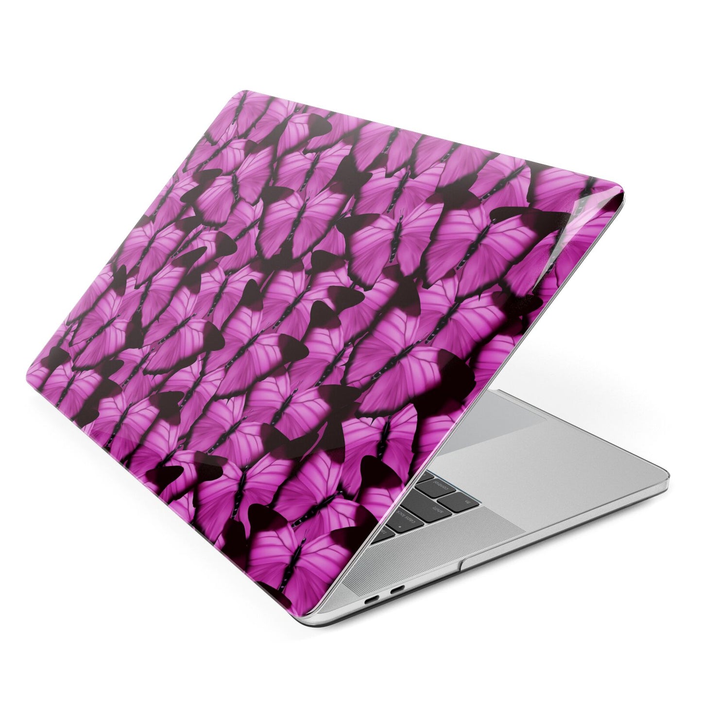 Pink Butterfly Apple MacBook Case Side View