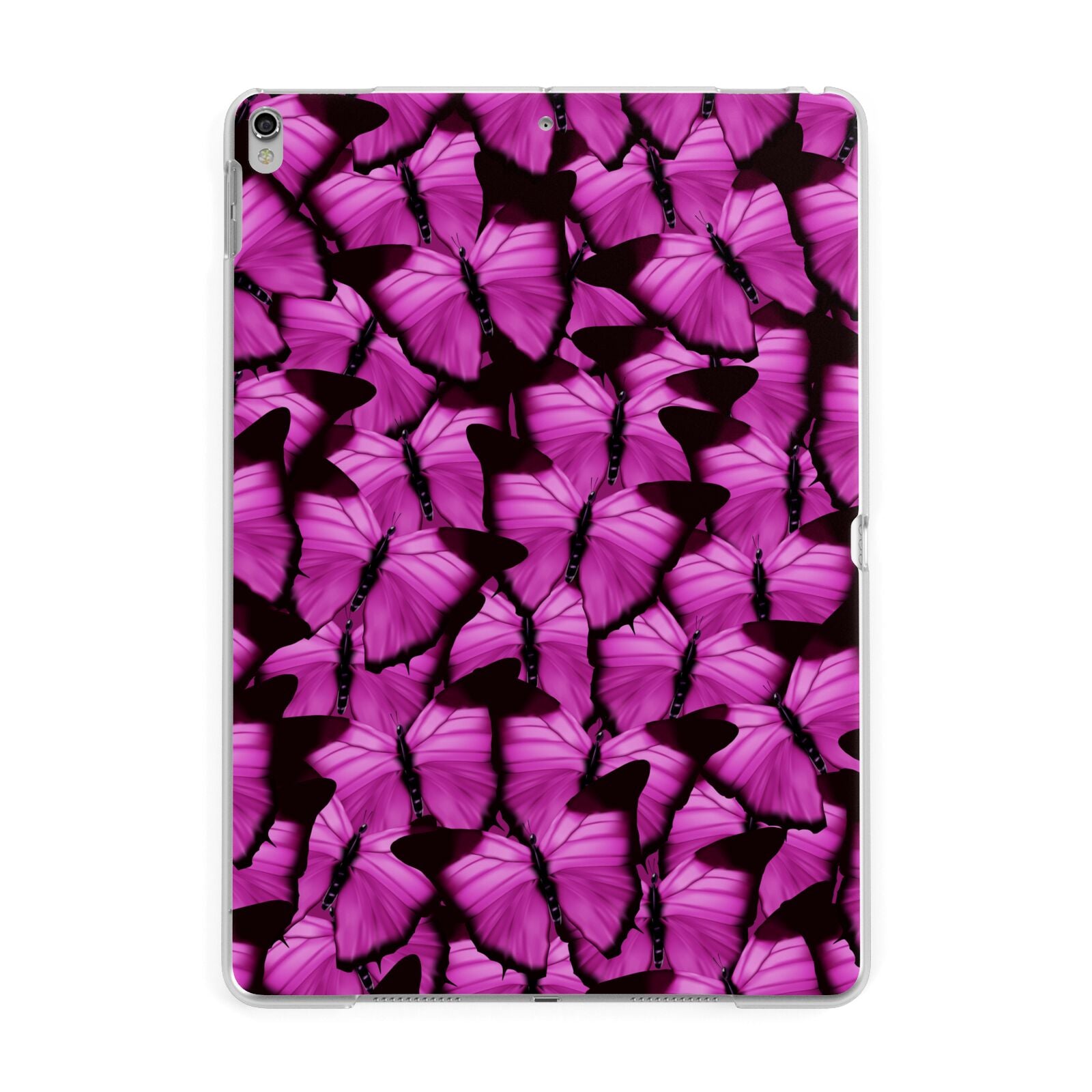 Pink Butterfly Apple iPad Silver Case