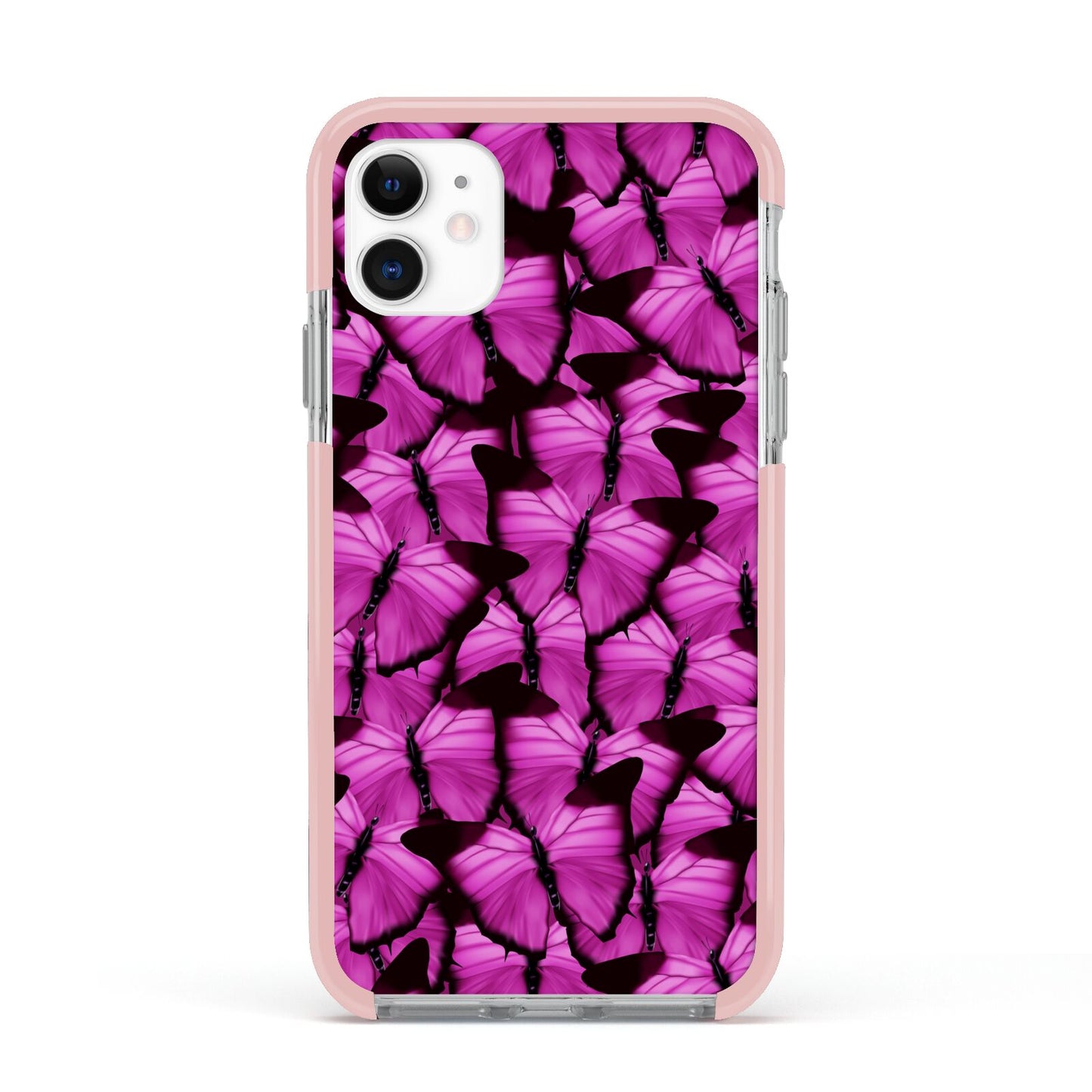 Pink Butterfly Apple iPhone 11 in White with Pink Impact Case