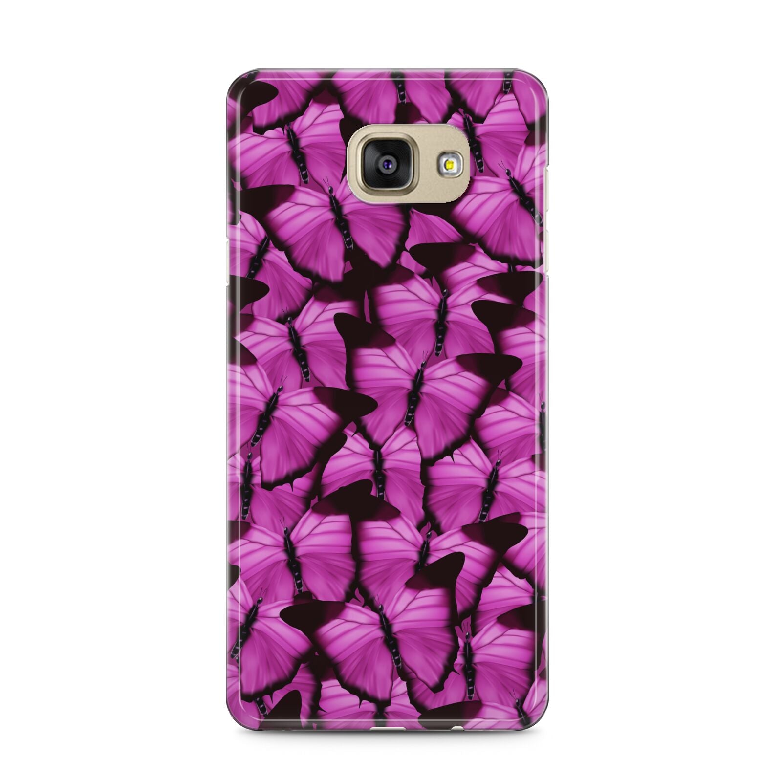 Pink Butterfly Samsung Galaxy A5 2016 Case on gold phone