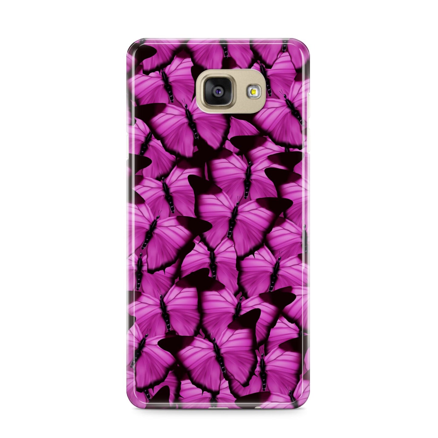 Pink Butterfly Samsung Galaxy A9 2016 Case on gold phone