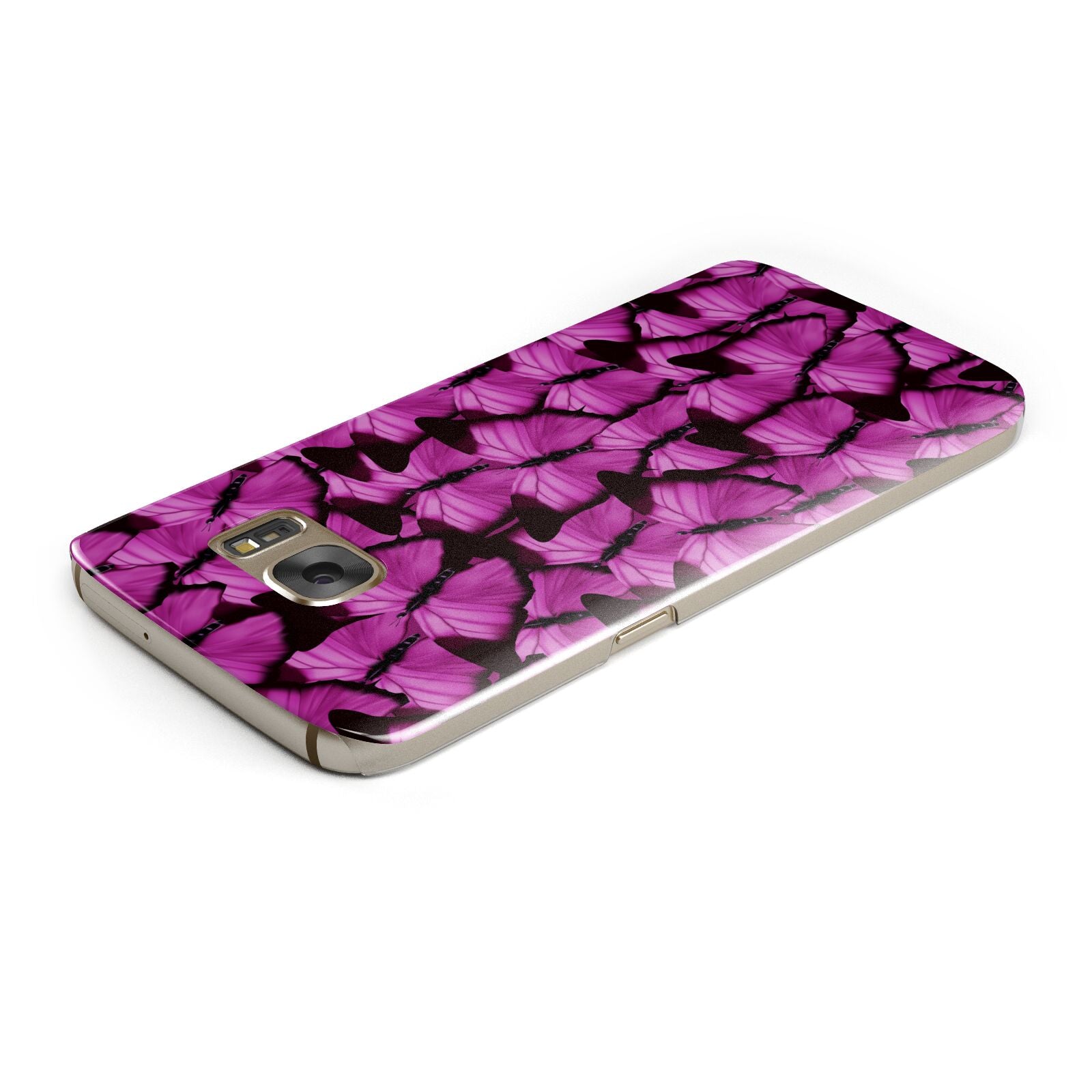 Pink Butterfly Samsung Galaxy Case Top Cutout