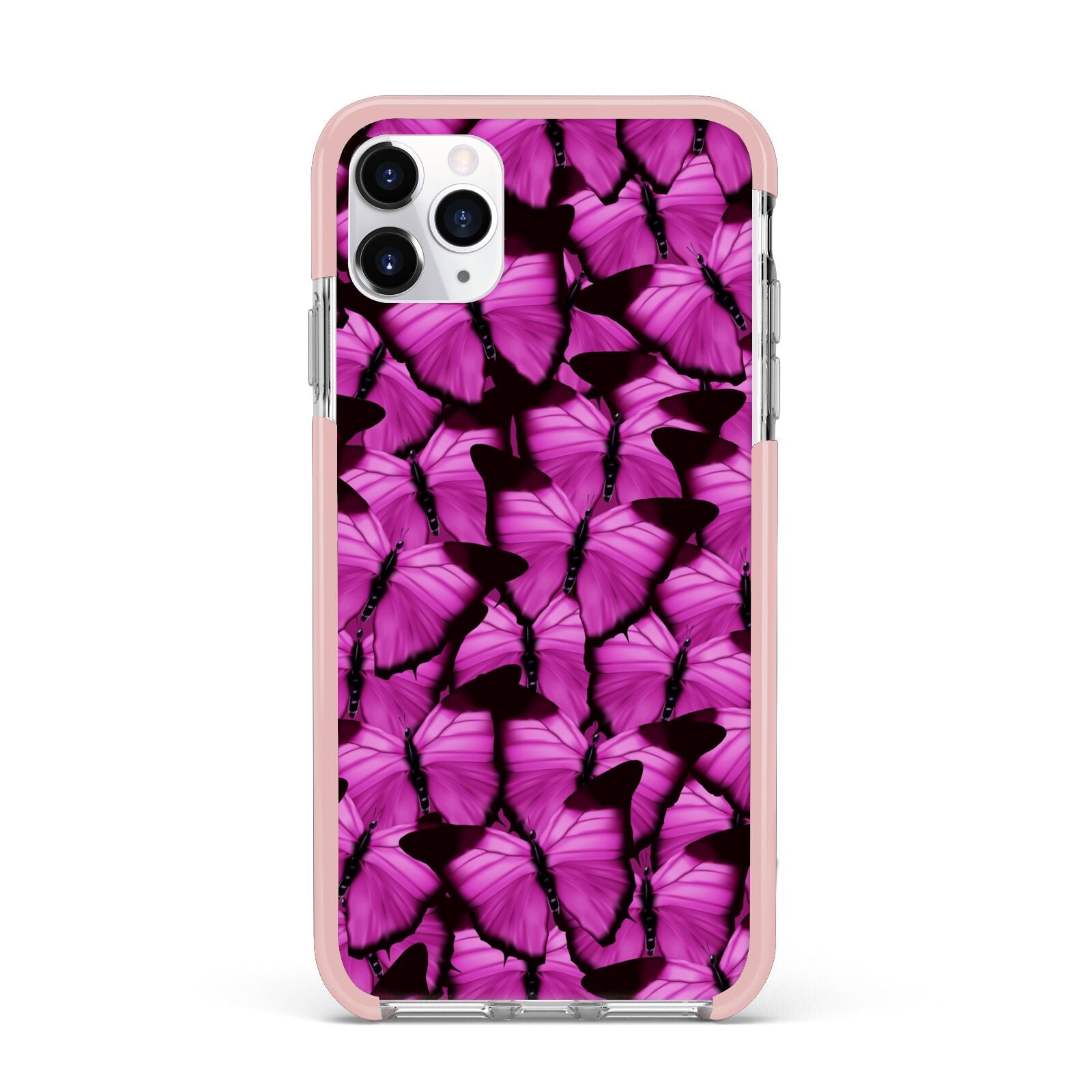 Pink Butterfly iPhone 11 Pro Max Impact Pink Edge Case