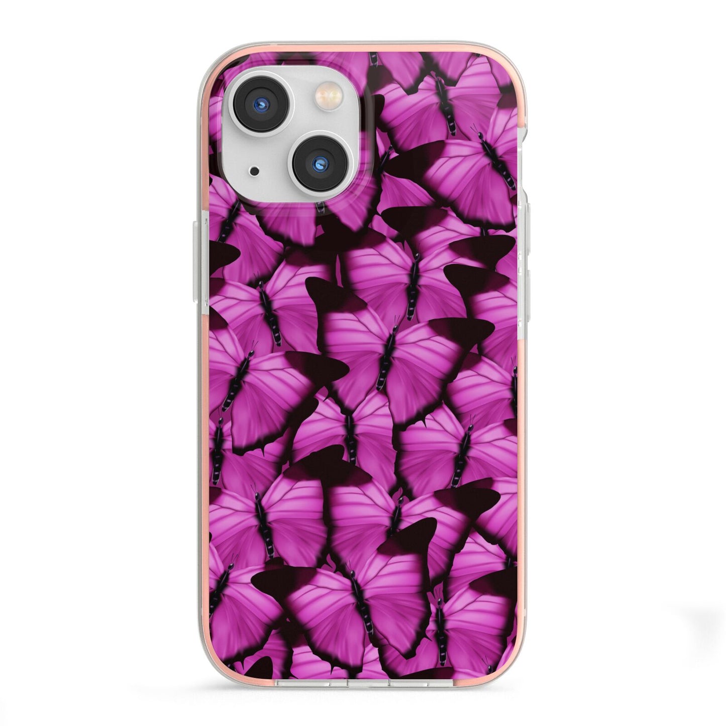 Pink Butterfly iPhone 13 Mini TPU Impact Case with Pink Edges