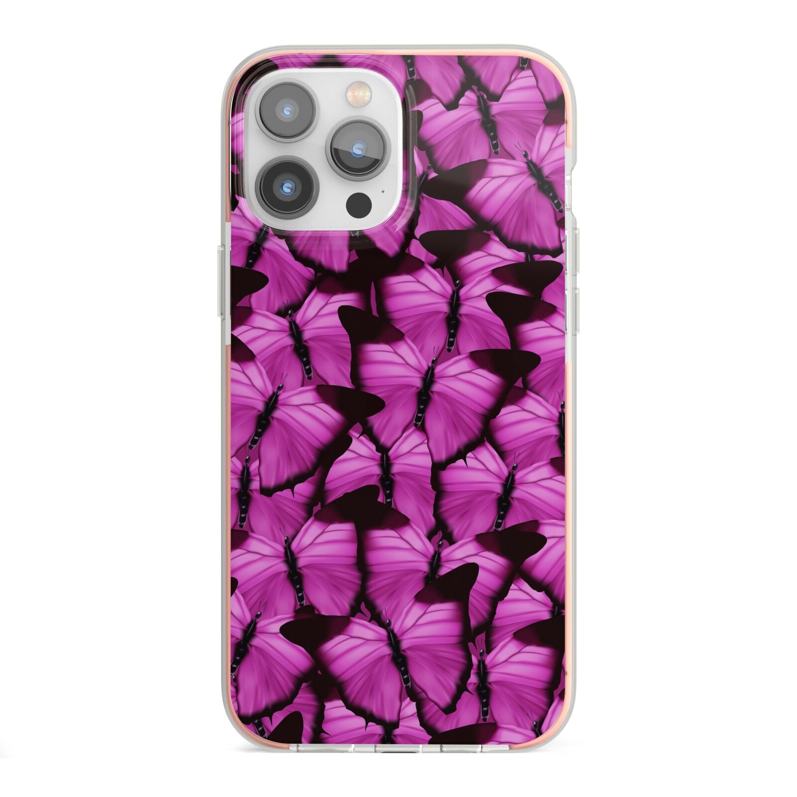 Pink Butterfly iPhone 13 Pro Max TPU Impact Case with Pink Edges