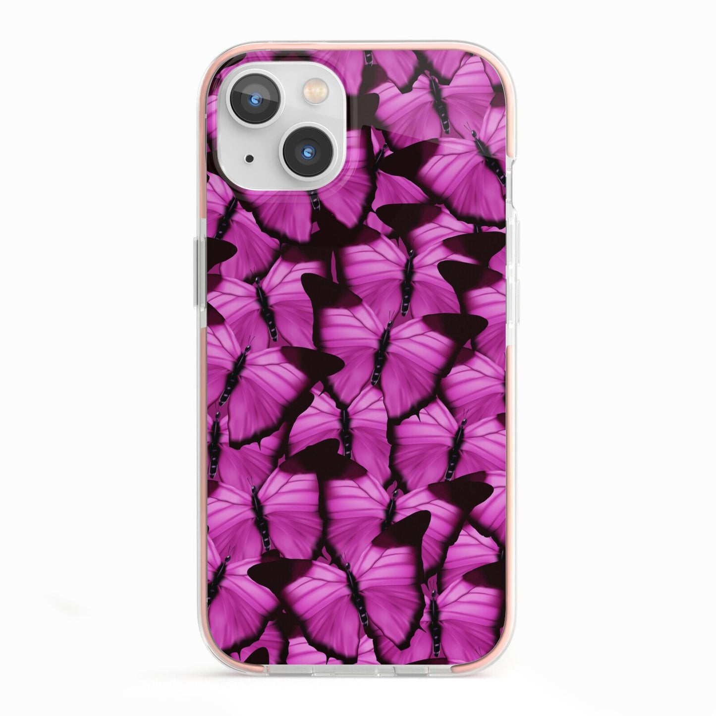 Pink Butterfly iPhone 13 TPU Impact Case with Pink Edges