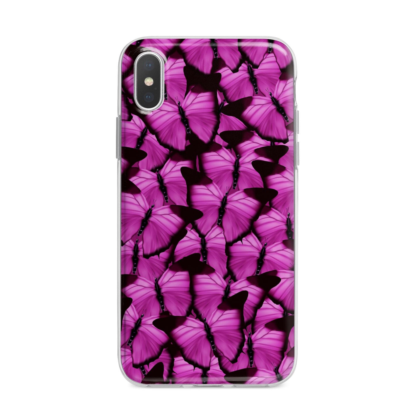 Pink Butterfly iPhone X Bumper Case on Silver iPhone Alternative Image 1