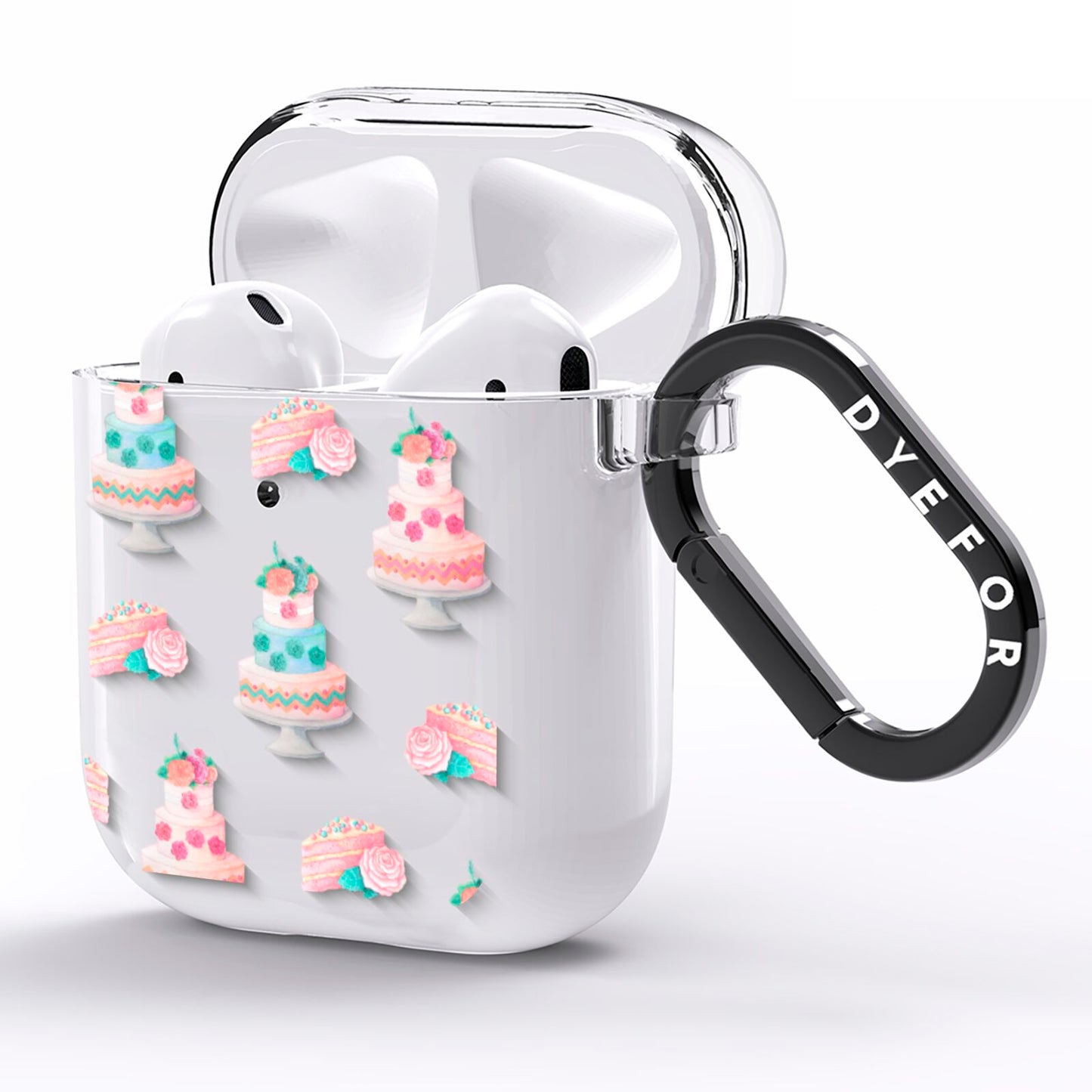 Pink Cake Print AirPods Clear Case Side Image