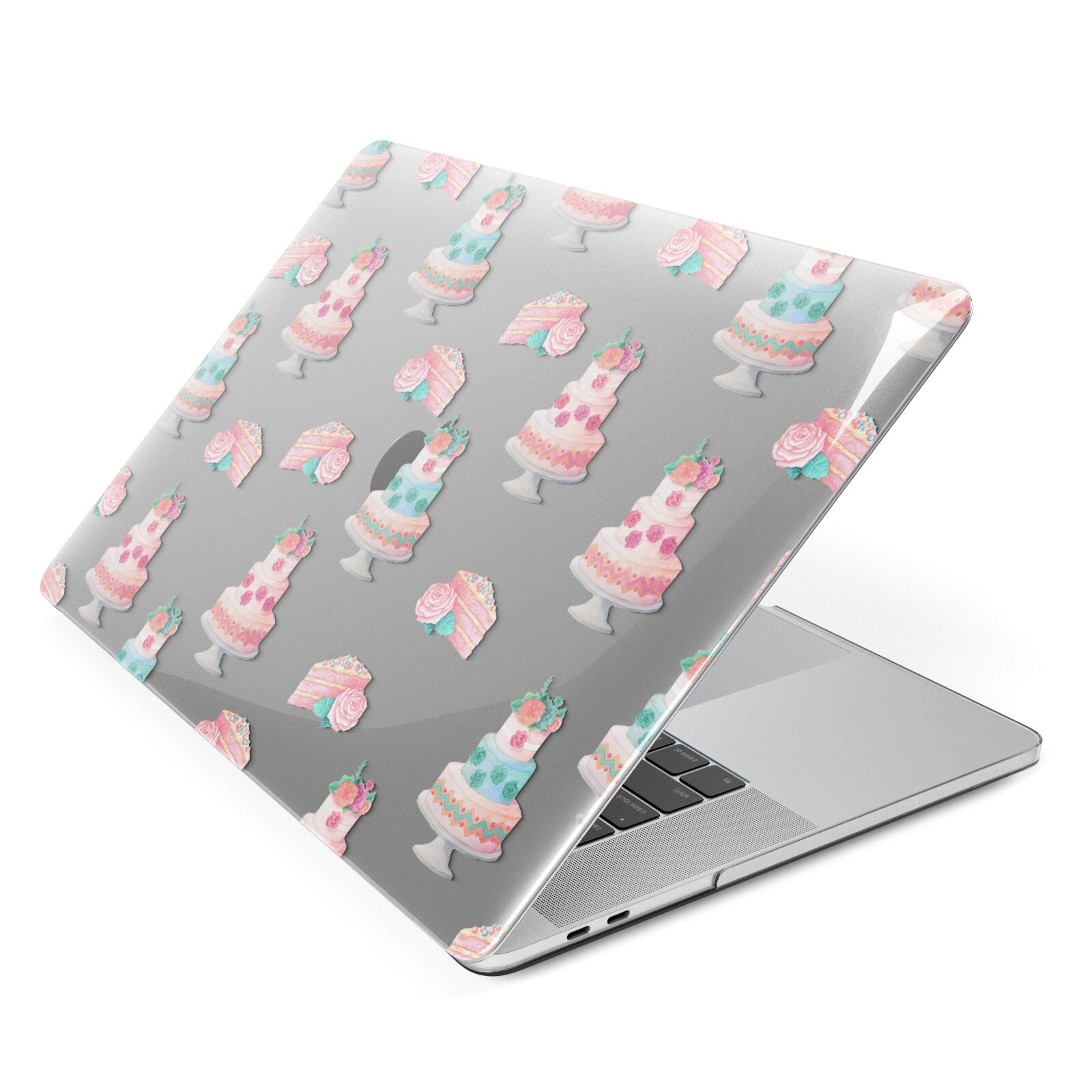 Pink Cake Print Apple MacBook Case Side View