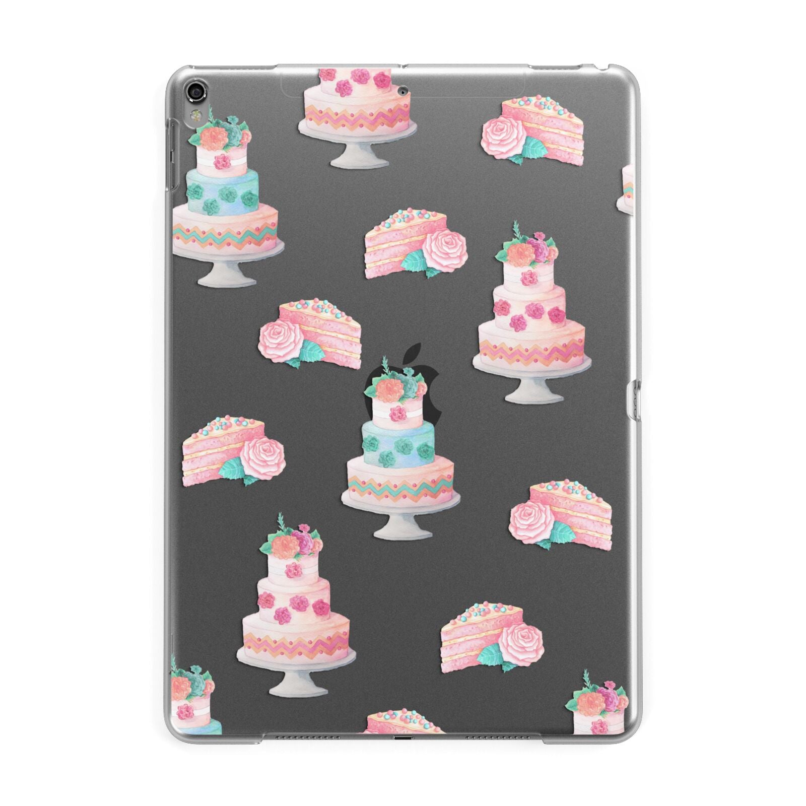 Pink Cake Print Apple iPad Grey Case