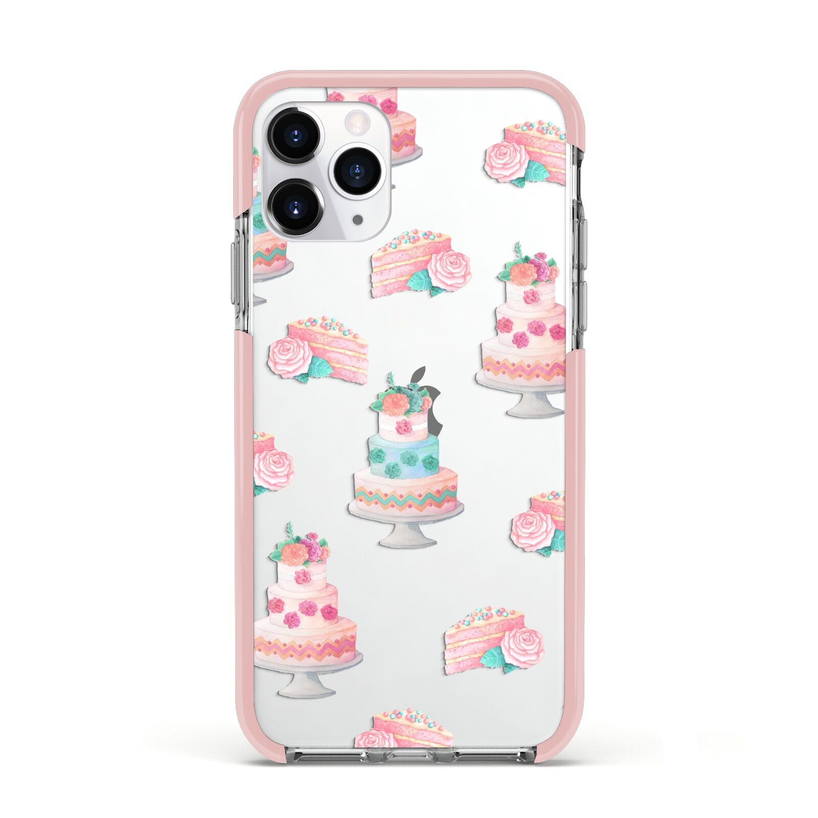 Pink Cake Print Apple iPhone 11 Pro in Silver with Pink Impact Case