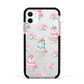 Pink Cake Print Apple iPhone 11 in White with Black Impact Case