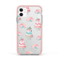 Pink Cake Print Apple iPhone 11 in White with Pink Impact Case