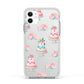 Pink Cake Print Apple iPhone 11 in White with White Impact Case