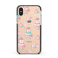 Pink Cake Print Apple iPhone Xs Impact Case Black Edge on Gold Phone