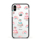 Pink Cake Print Apple iPhone Xs Impact Case Black Edge on Silver Phone