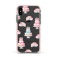 Pink Cake Print Apple iPhone Xs Impact Case Pink Edge on Black Phone