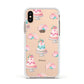 Pink Cake Print Apple iPhone Xs Impact Case White Edge on Gold Phone