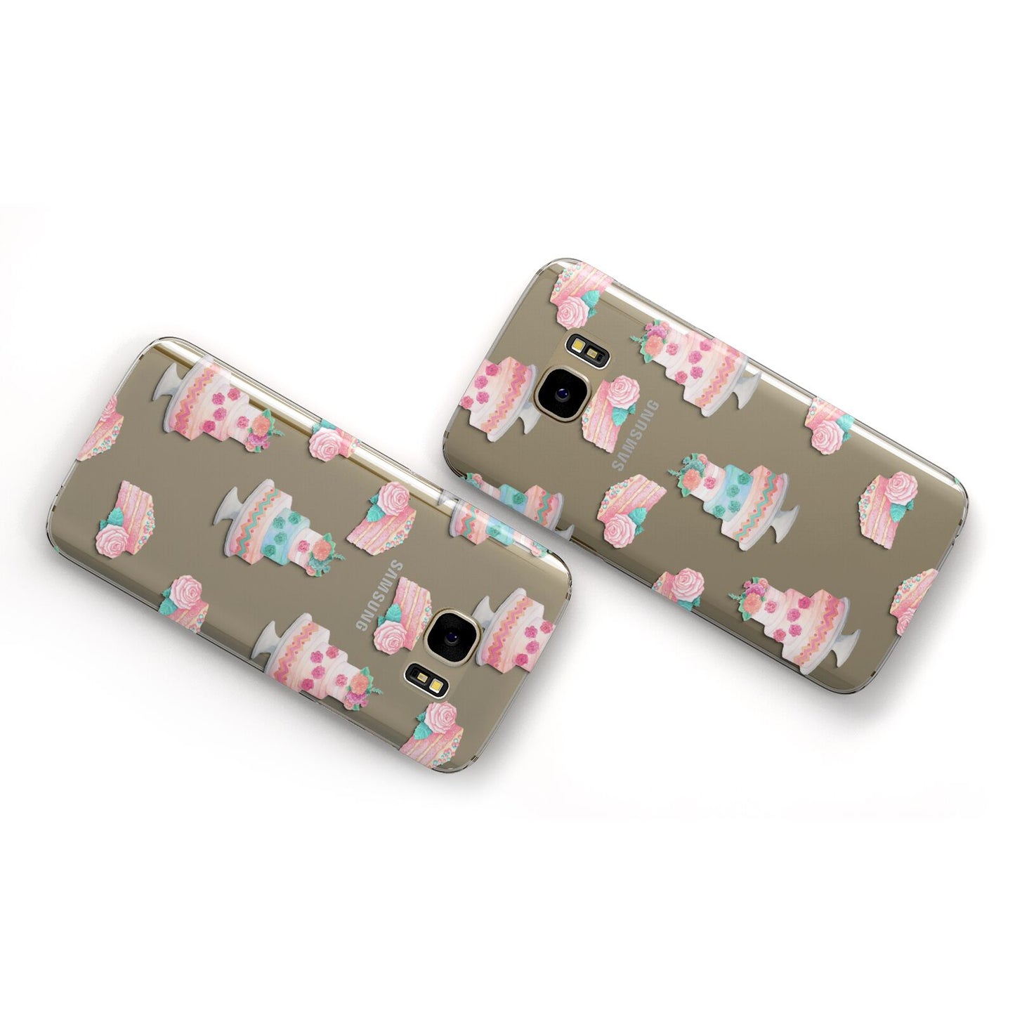 Pink Cake Print Samsung Galaxy Case Flat Overview