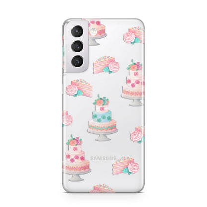 Pink Cake Print Samsung S21 Case