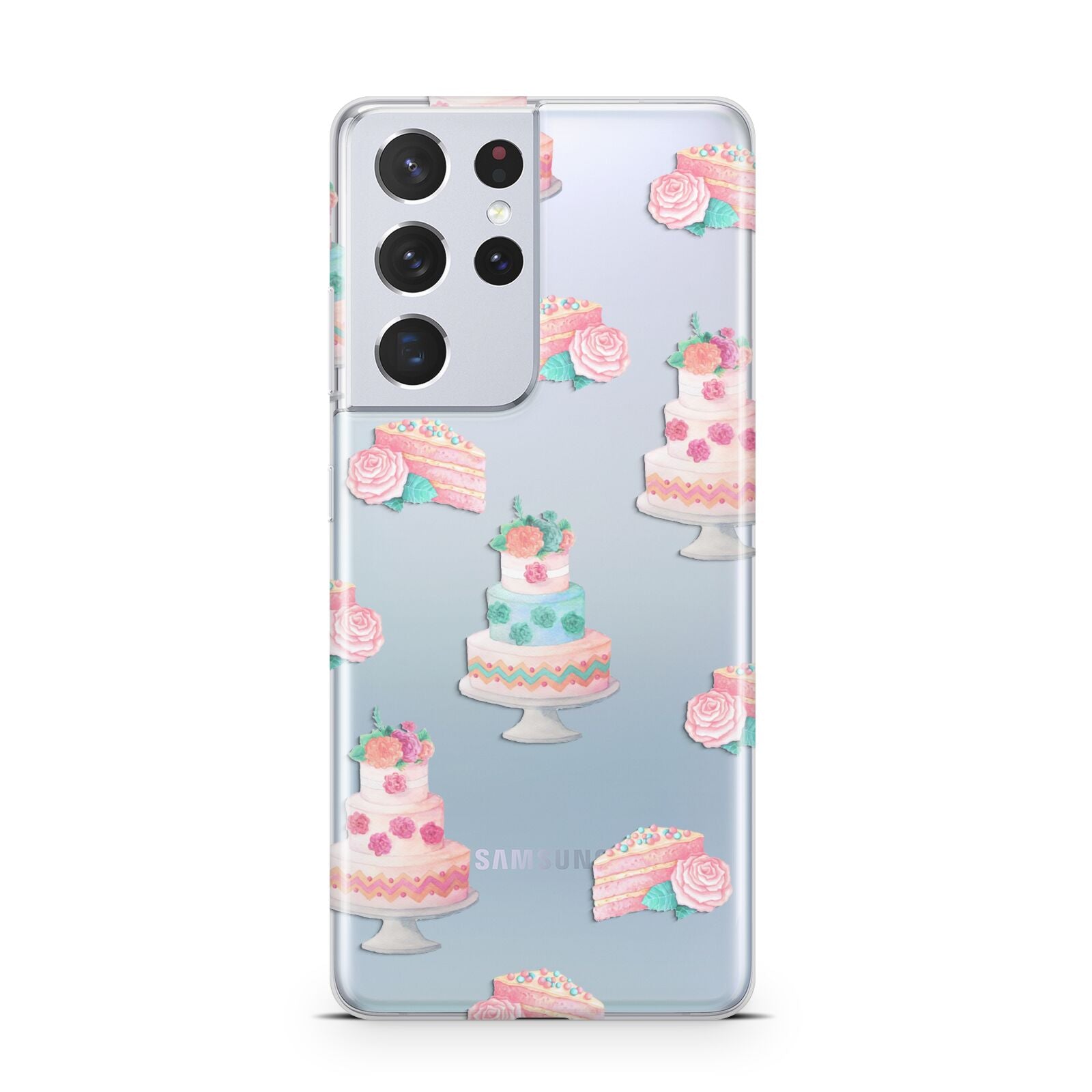 Pink Cake Print Samsung S21 Ultra Case