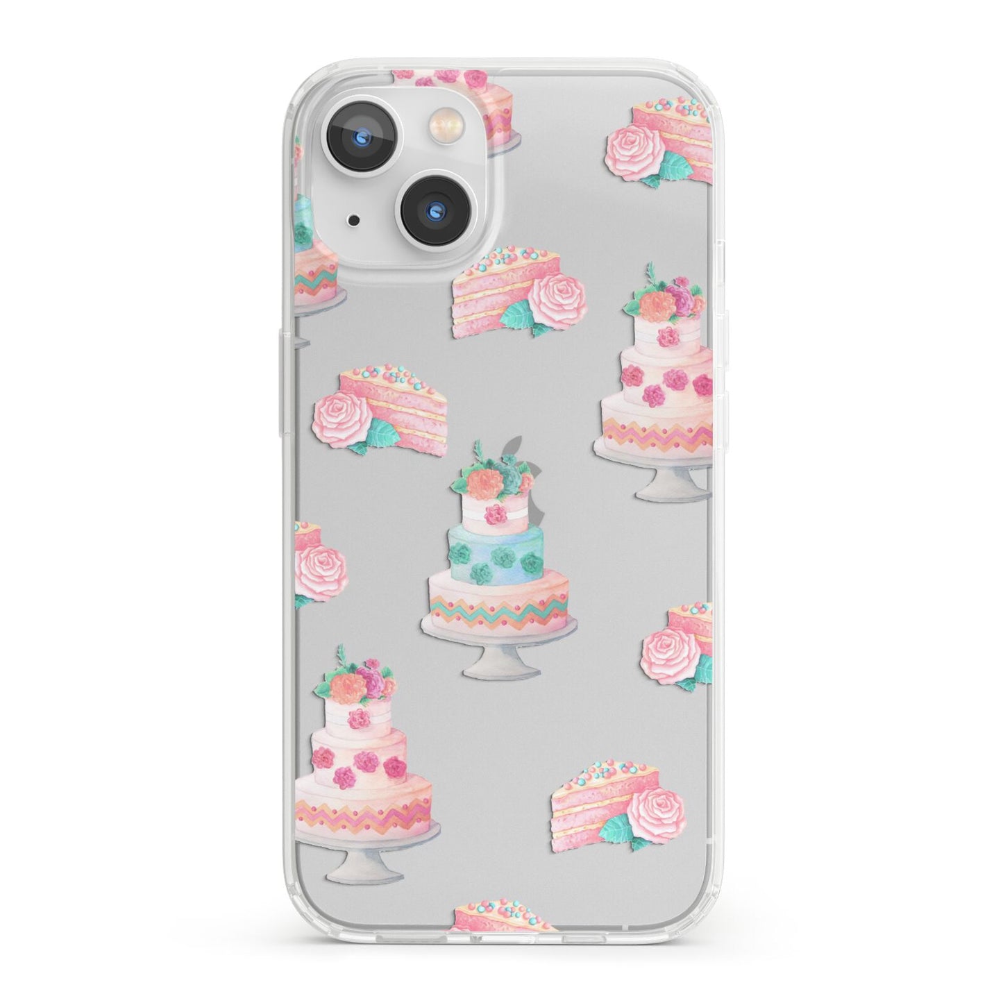 Pink Cake Print iPhone 13 Clear Bumper Case