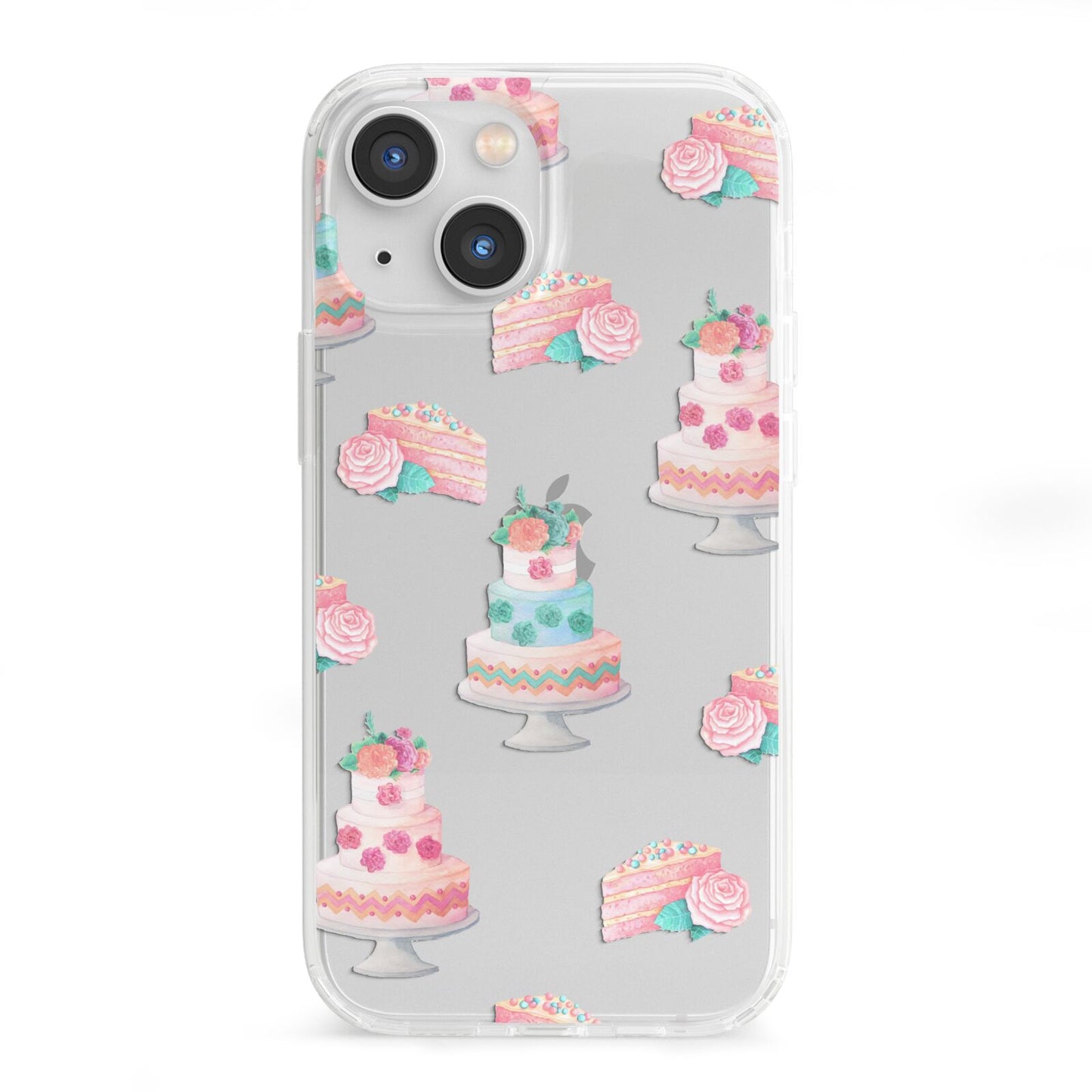 Pink Cake Print iPhone 13 Mini Clear Bumper Case