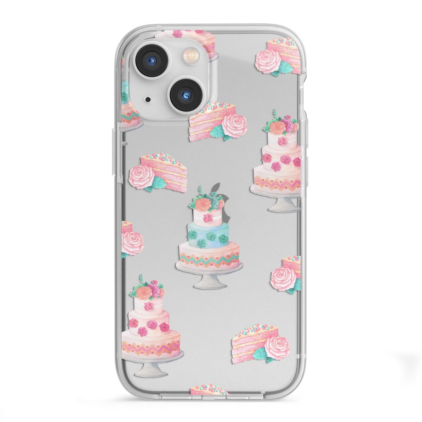 Pink Cake Print iPhone 13 Mini TPU Impact Case with White Edges