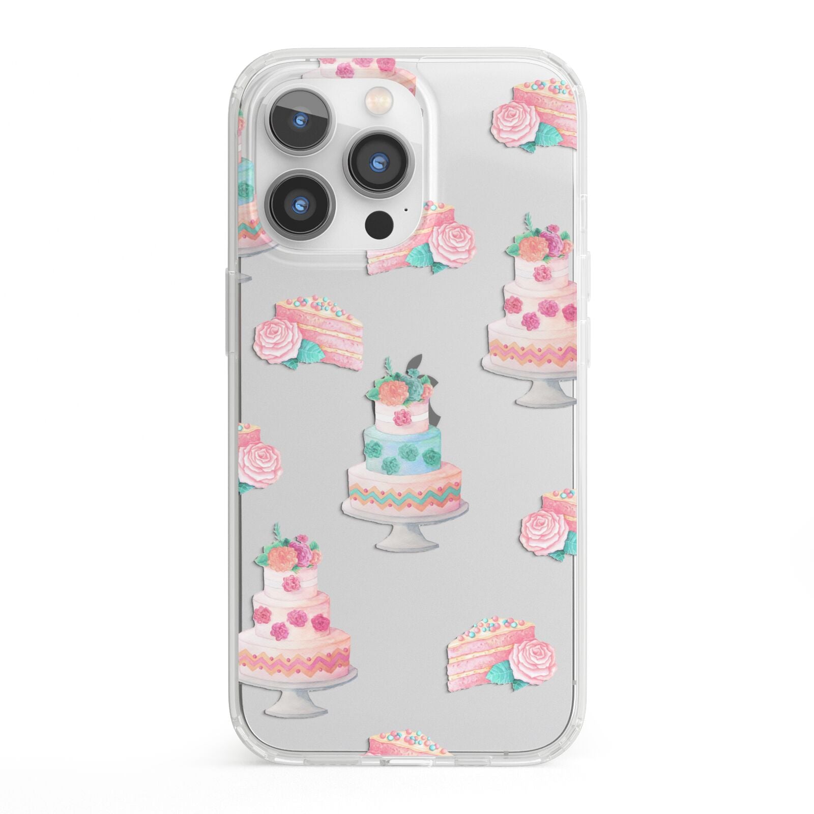 Pink Cake Print iPhone 13 Pro Clear Bumper Case