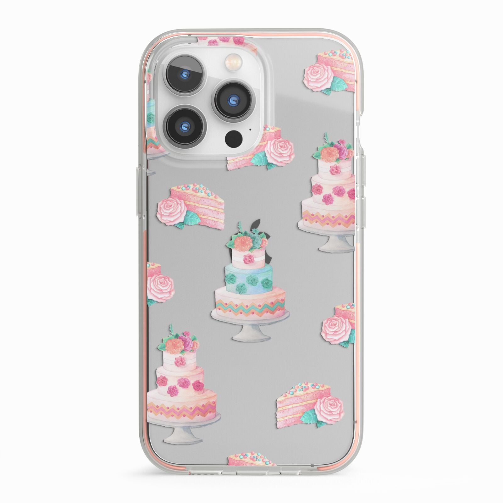 Pink Cake Print iPhone 13 Pro TPU Impact Case with Pink Edges