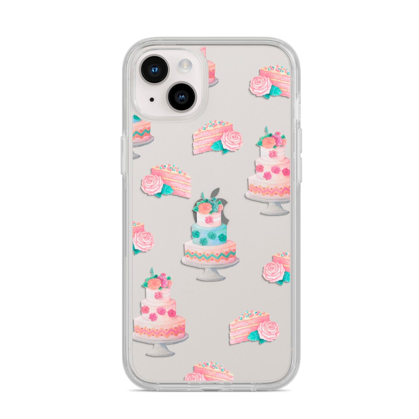 Pink Cake Print iPhone 14 Plus Clear Tough Case Starlight