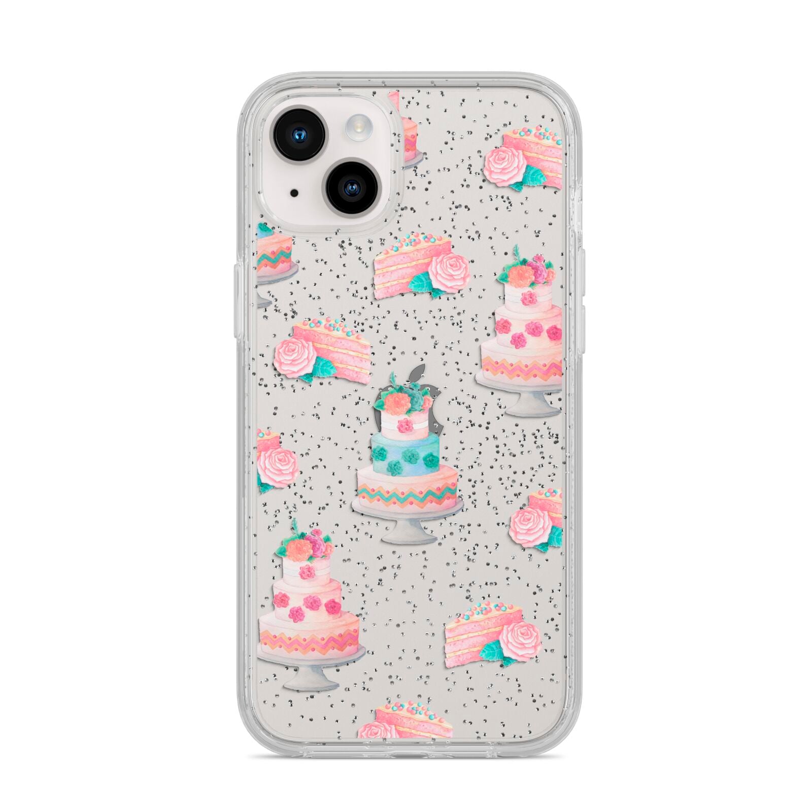 Pink Cake Print iPhone 14 Plus Glitter Tough Case Starlight