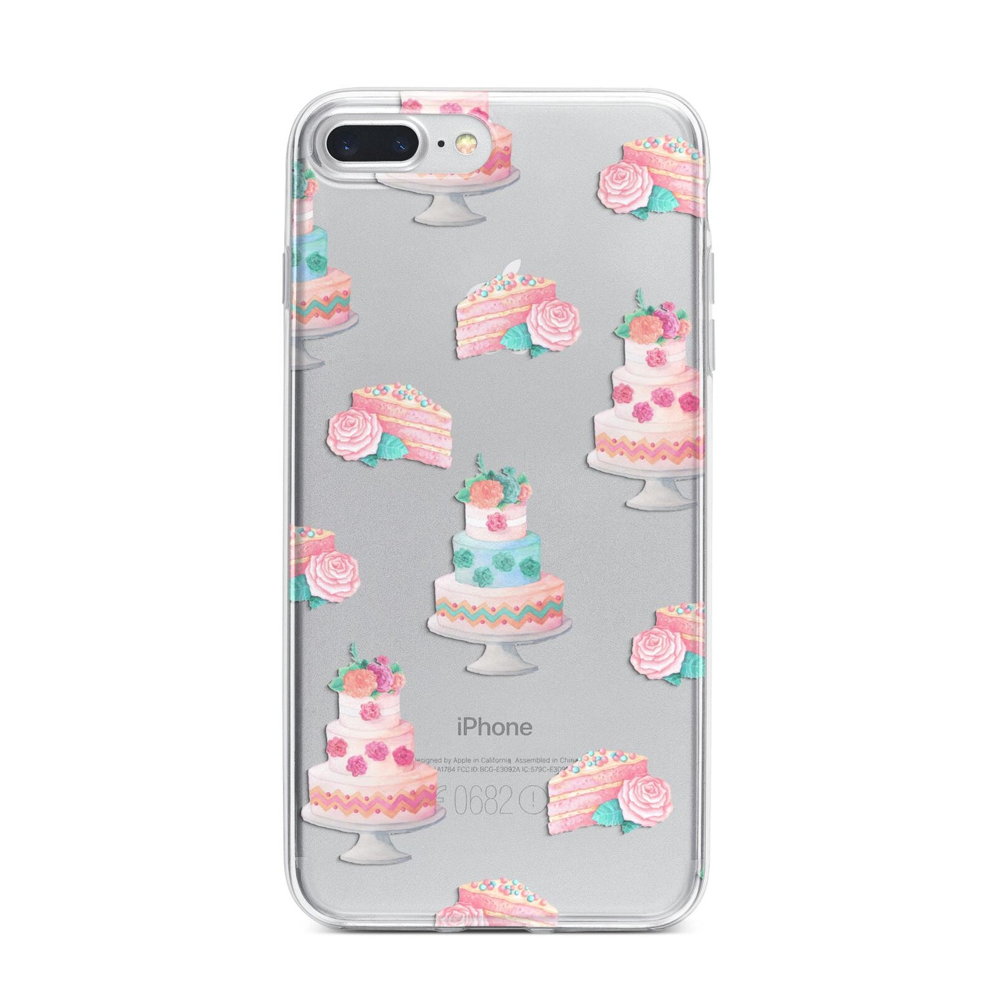 Pink Cake Print iPhone 7 Plus Bumper Case on Silver iPhone