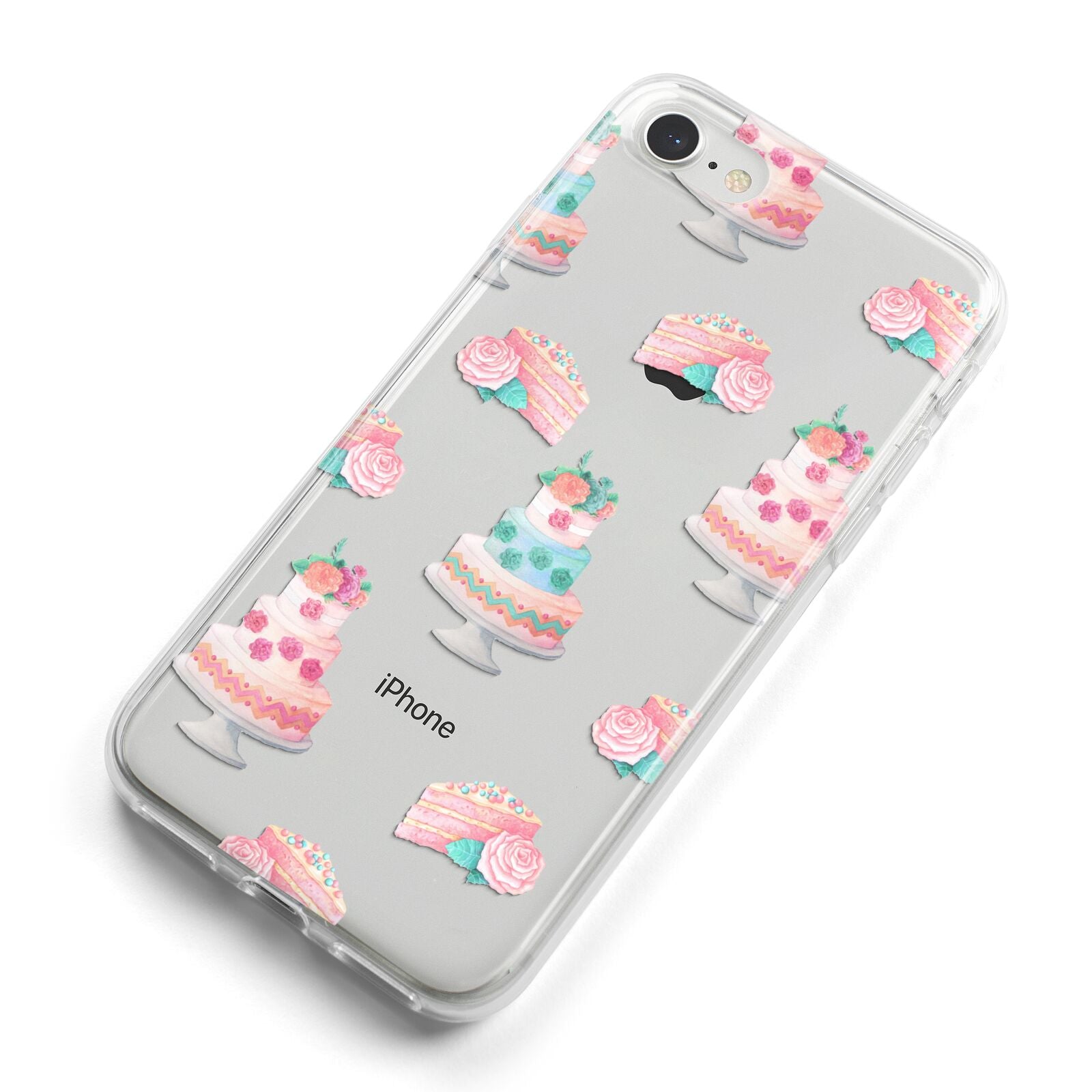 Pink Cake Print iPhone 8 Bumper Case on Silver iPhone Alternative Image