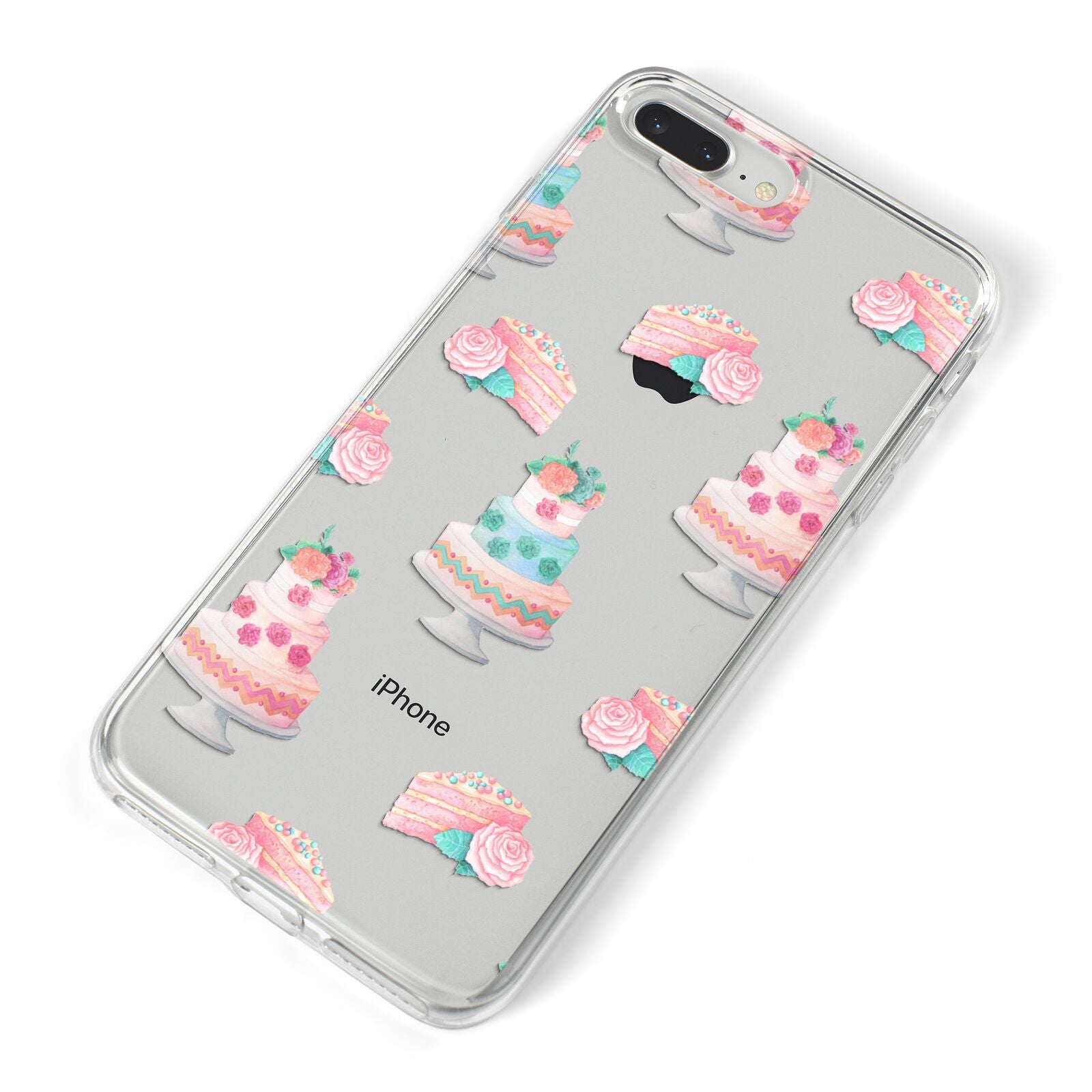 Pink Cake Print iPhone 8 Plus Bumper Case on Silver iPhone Alternative Image