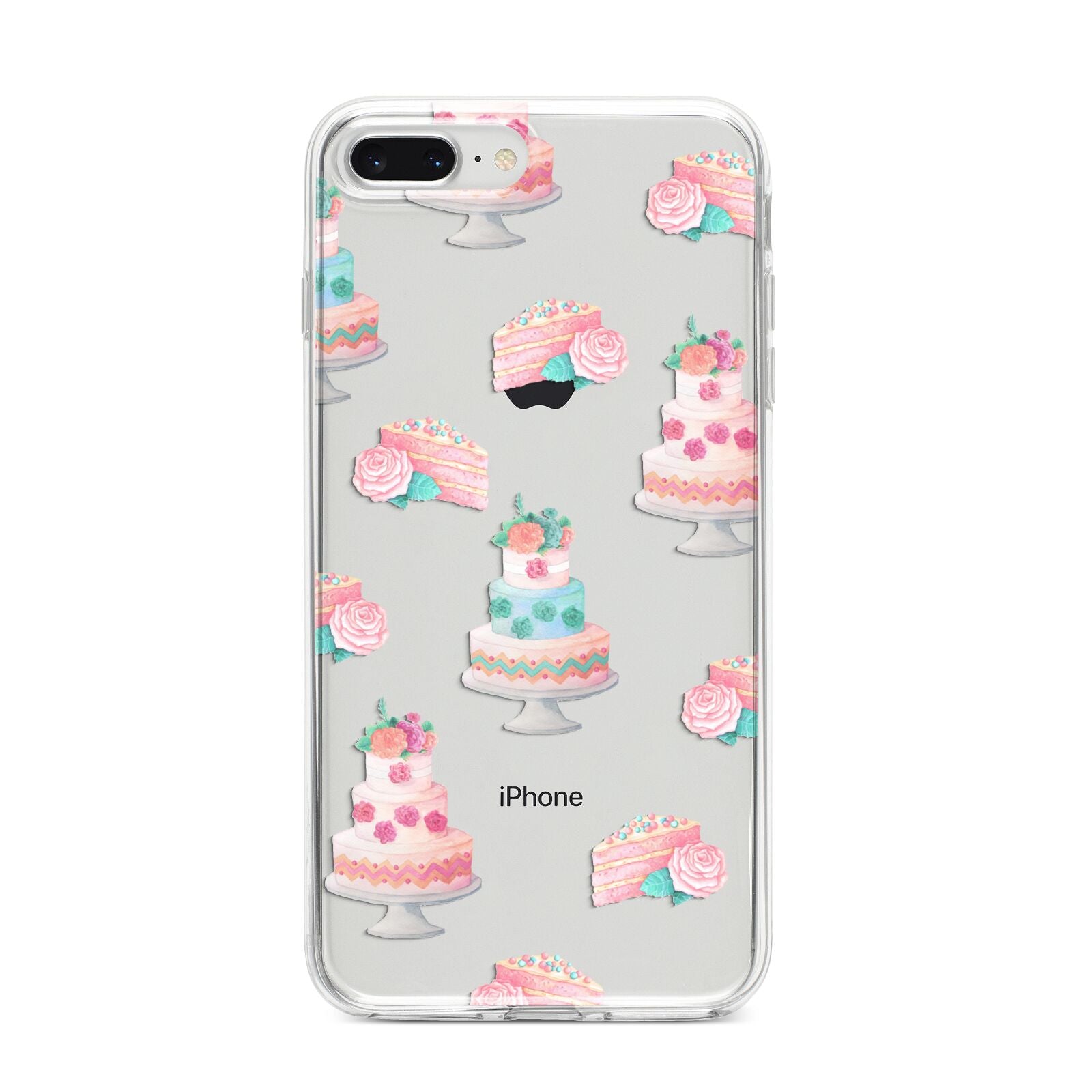 Pink Cake Print iPhone 8 Plus Bumper Case on Silver iPhone